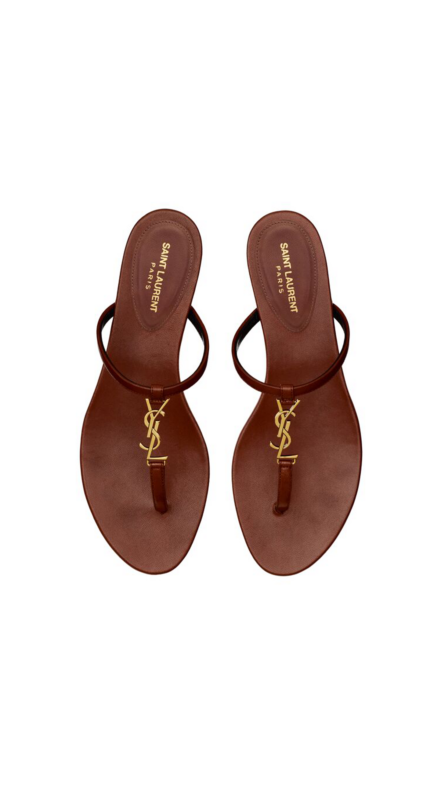 Cassandra Slides in Smooth Leather - Cigare