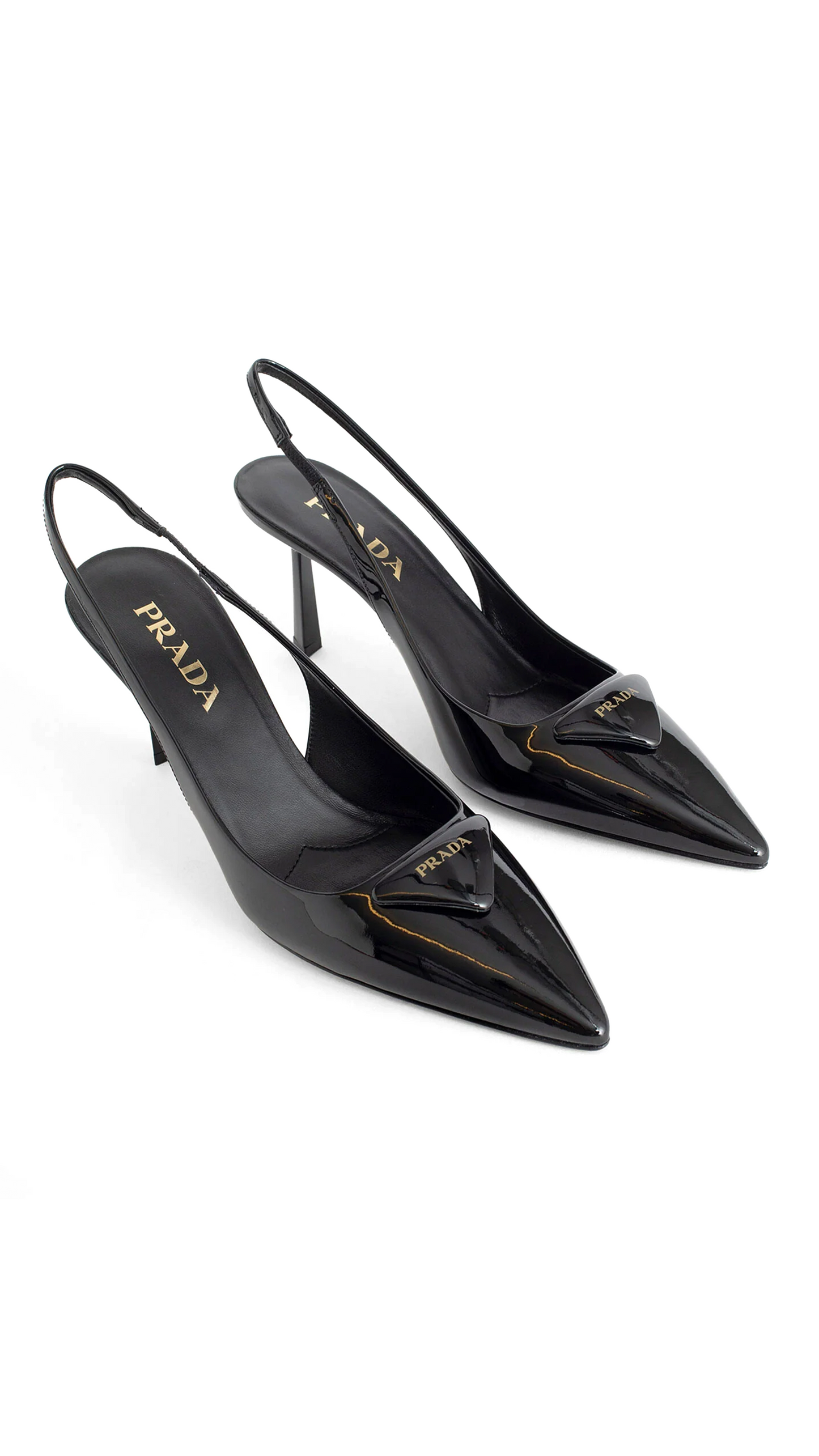 Patent Leather Slingback Pumps - Black