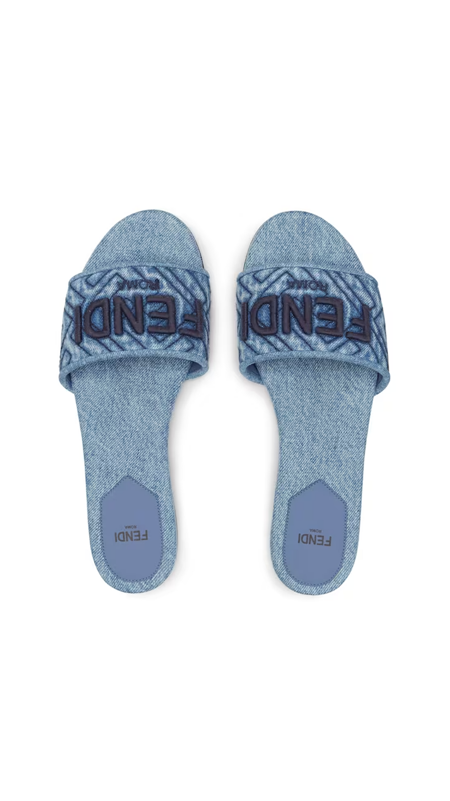 Signature Denim Slides - Blue