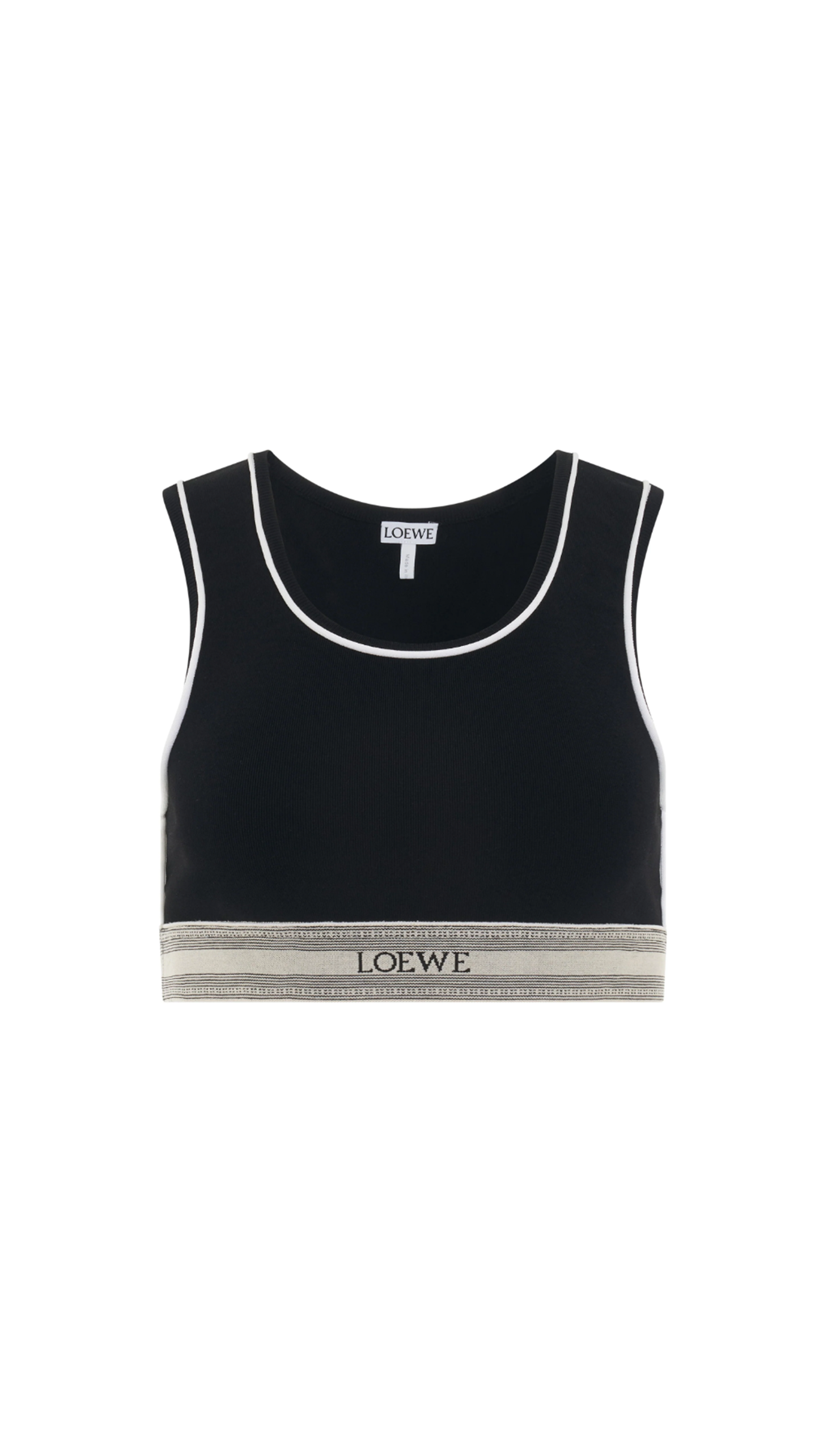 Cropped Tank Top in Viscose Blend - Black