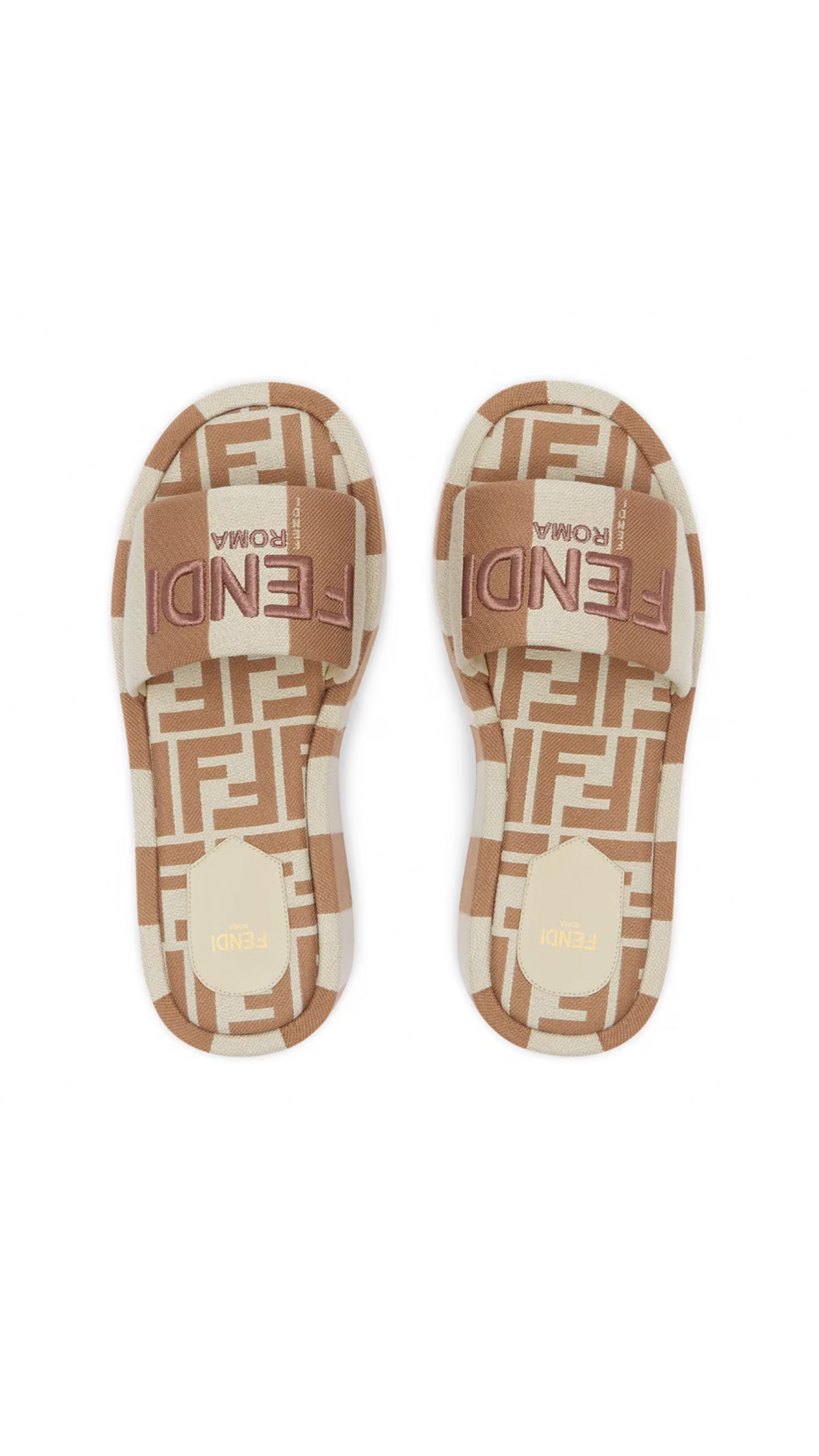 Fendi Sunshine Platform Slides - Beige/White