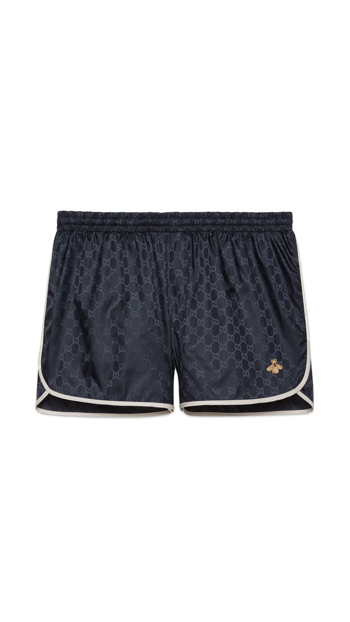 GG Nylon Swim Shorts with Bee - Blue/Ivory