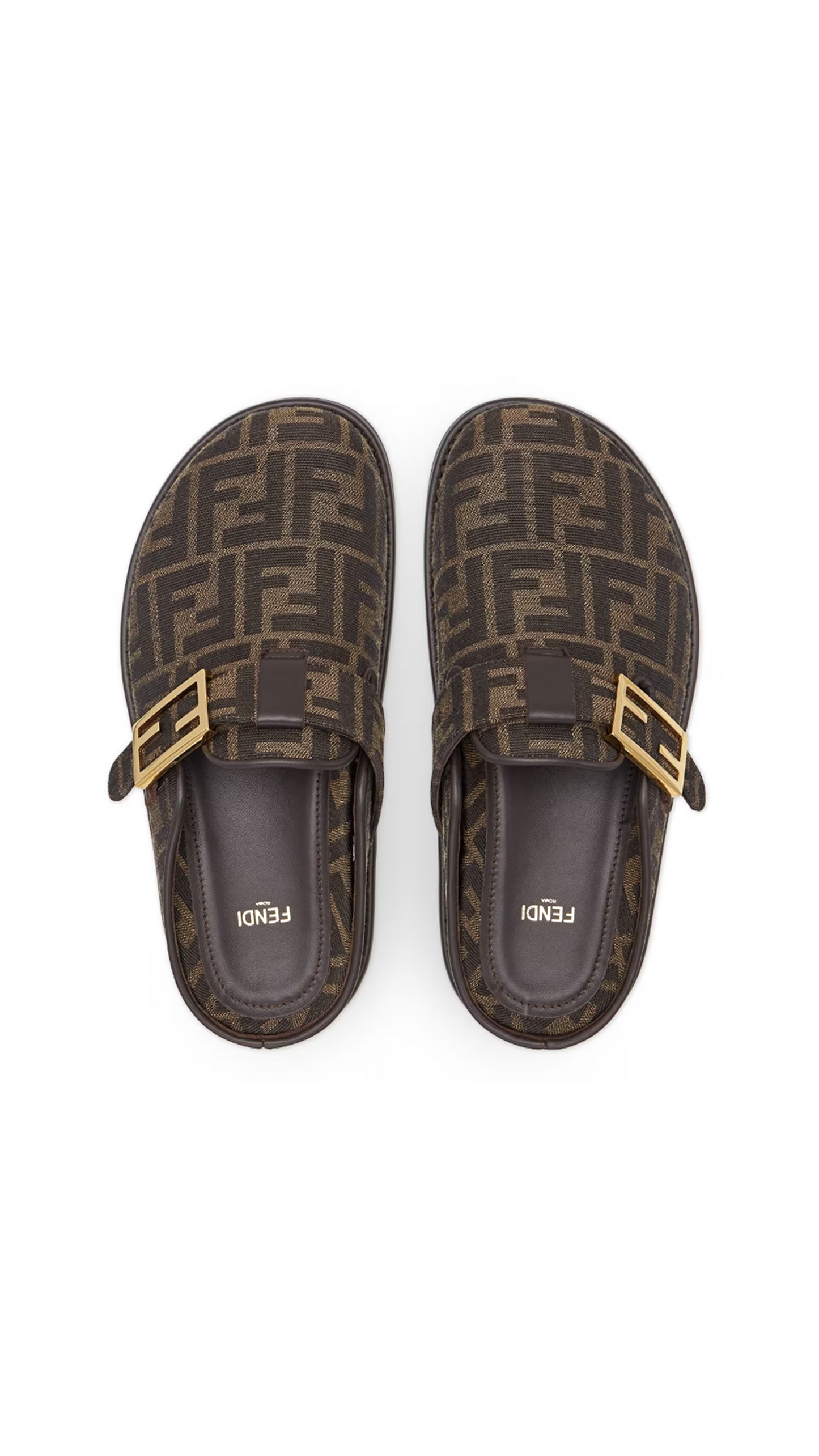 Fendi Feel FF Fabric Sabots - Brown