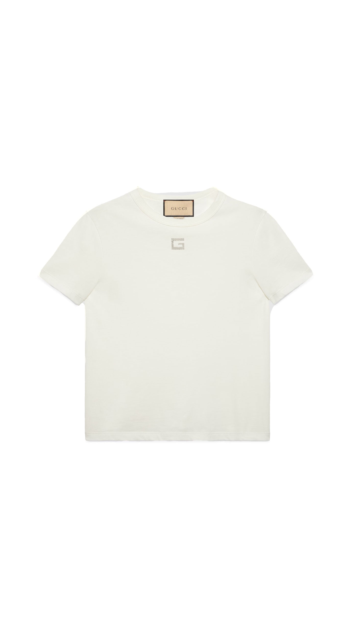 Cotton Jersey T-shirt with Crystal G - White
