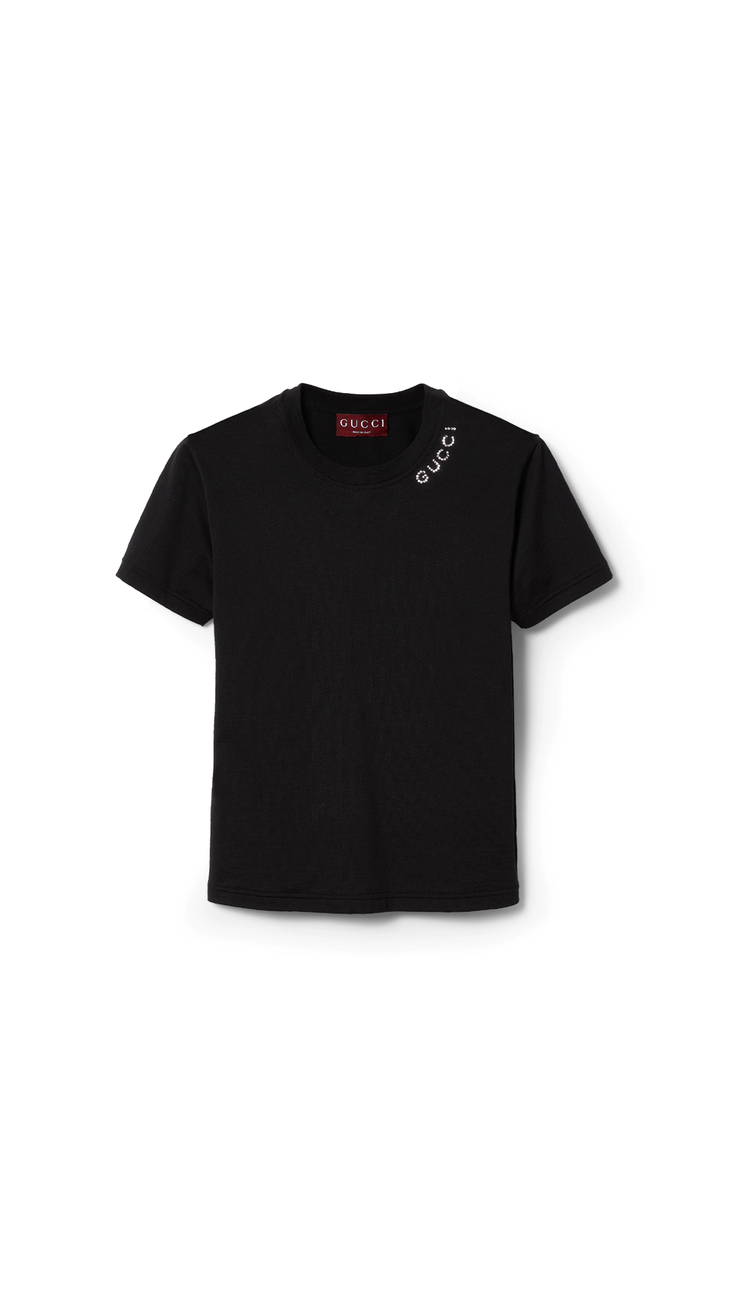 Rhinestone Cotton T-shirt - Black