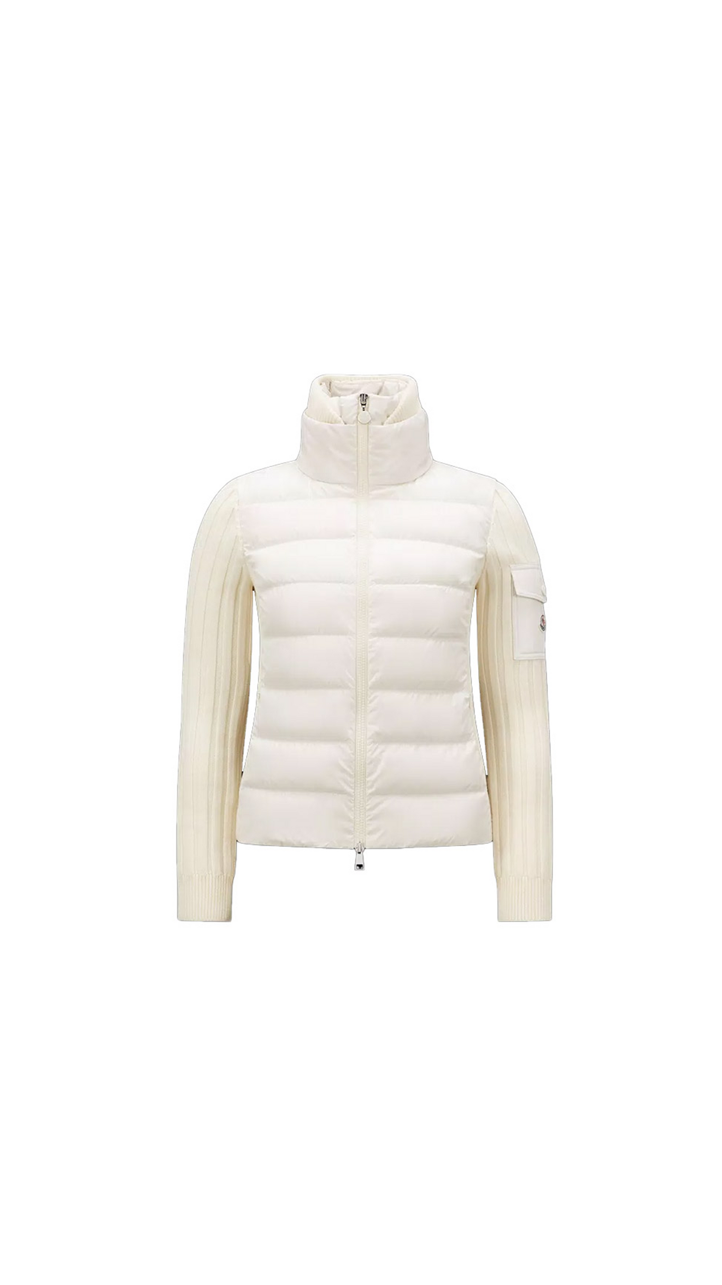 Padded Wool Cardigan - White