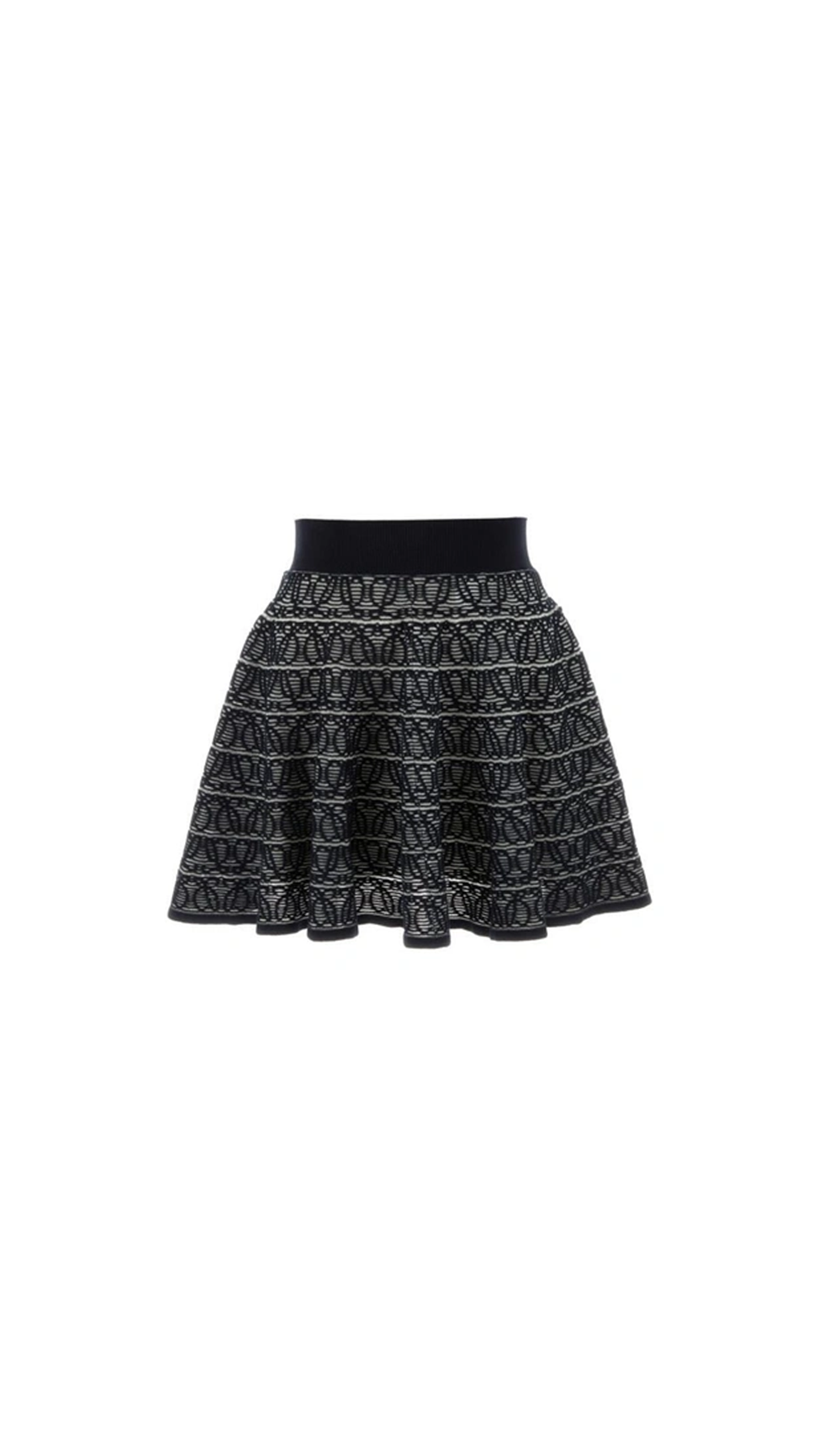 Embroidered Cotton Blend Skirt - Black