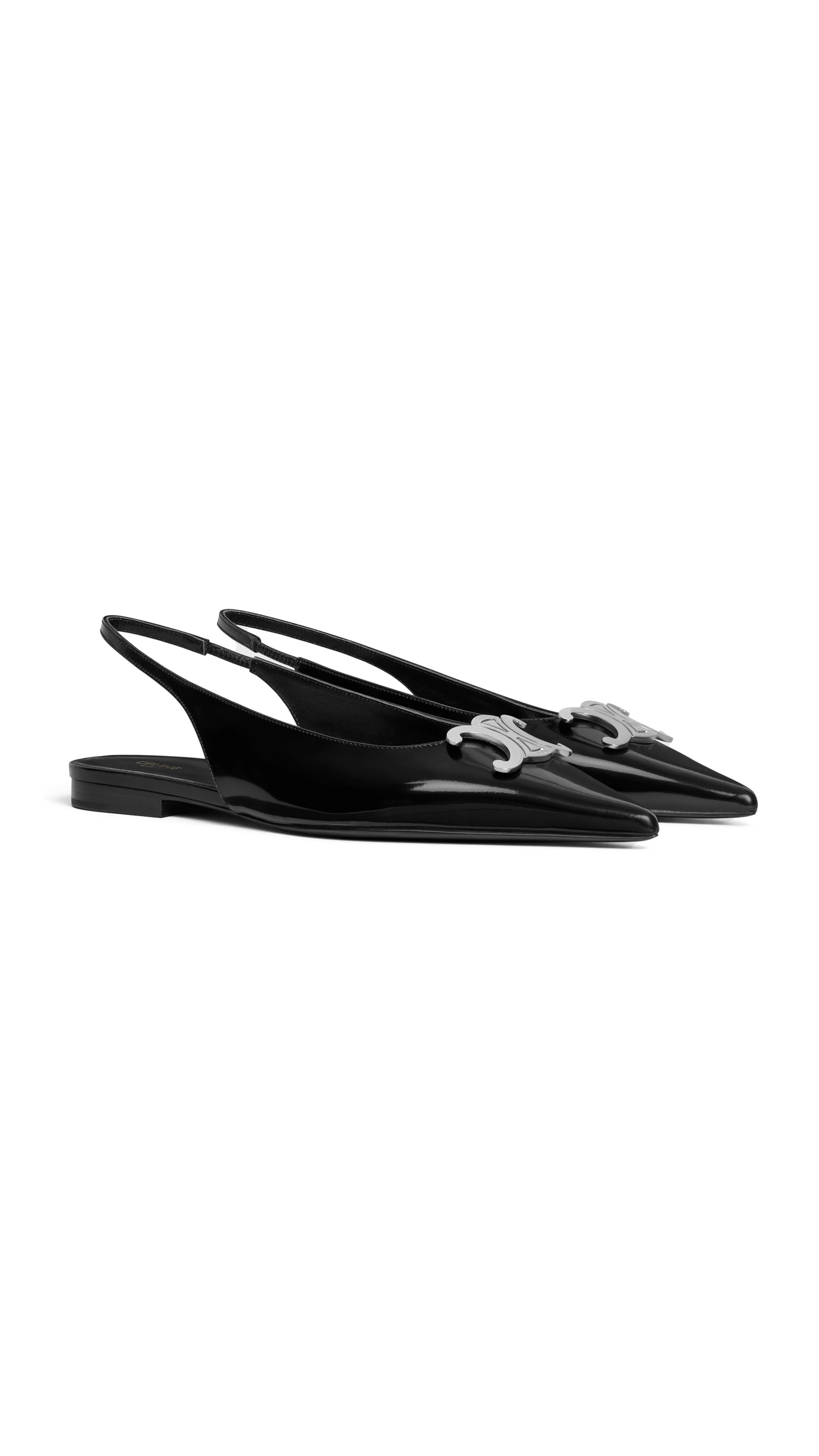 Alma Triomphe Flat Singback in Glossy Calfskin - Black