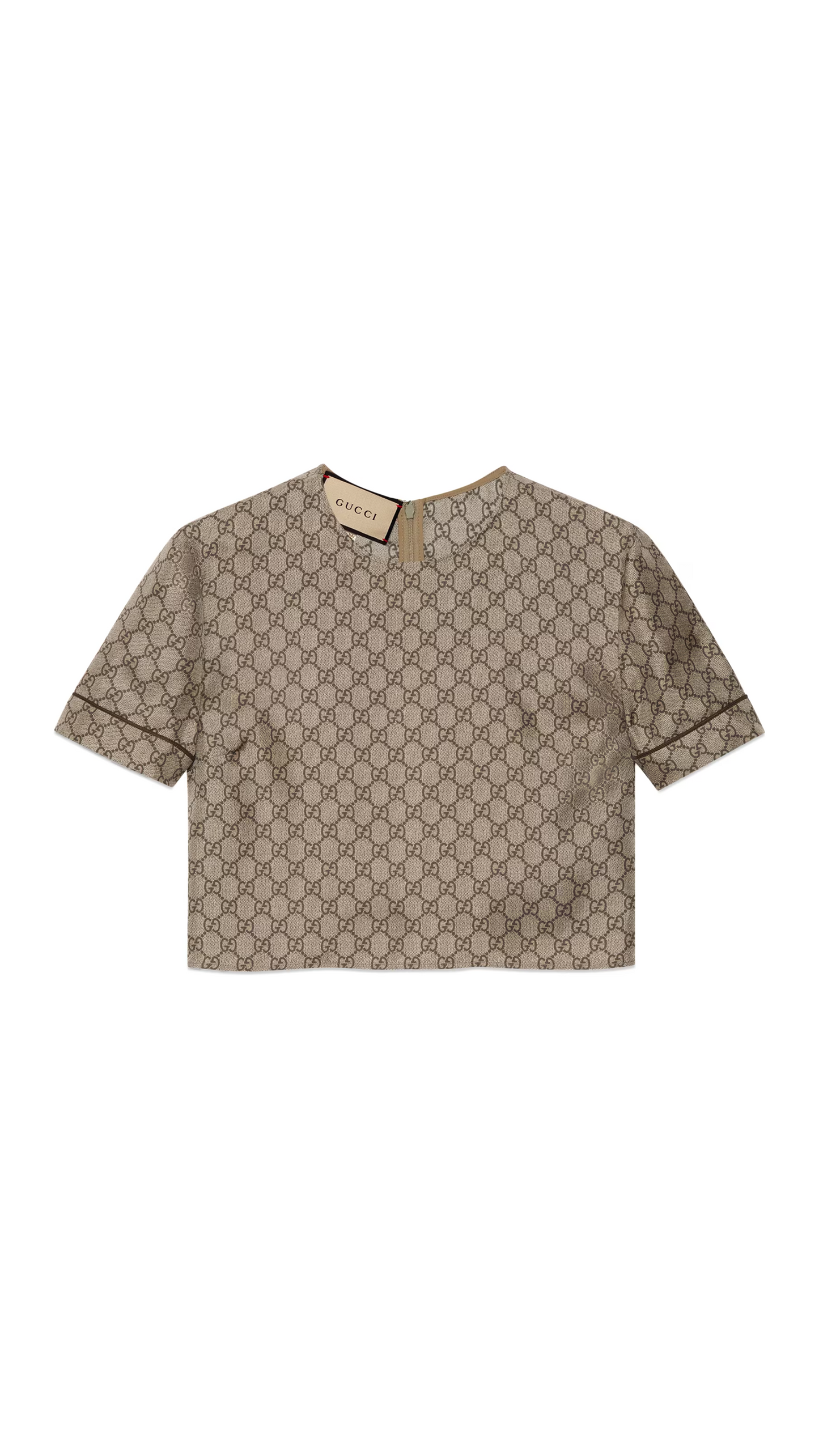 GG Supreme Silk T-shirt - Beige/Ebony