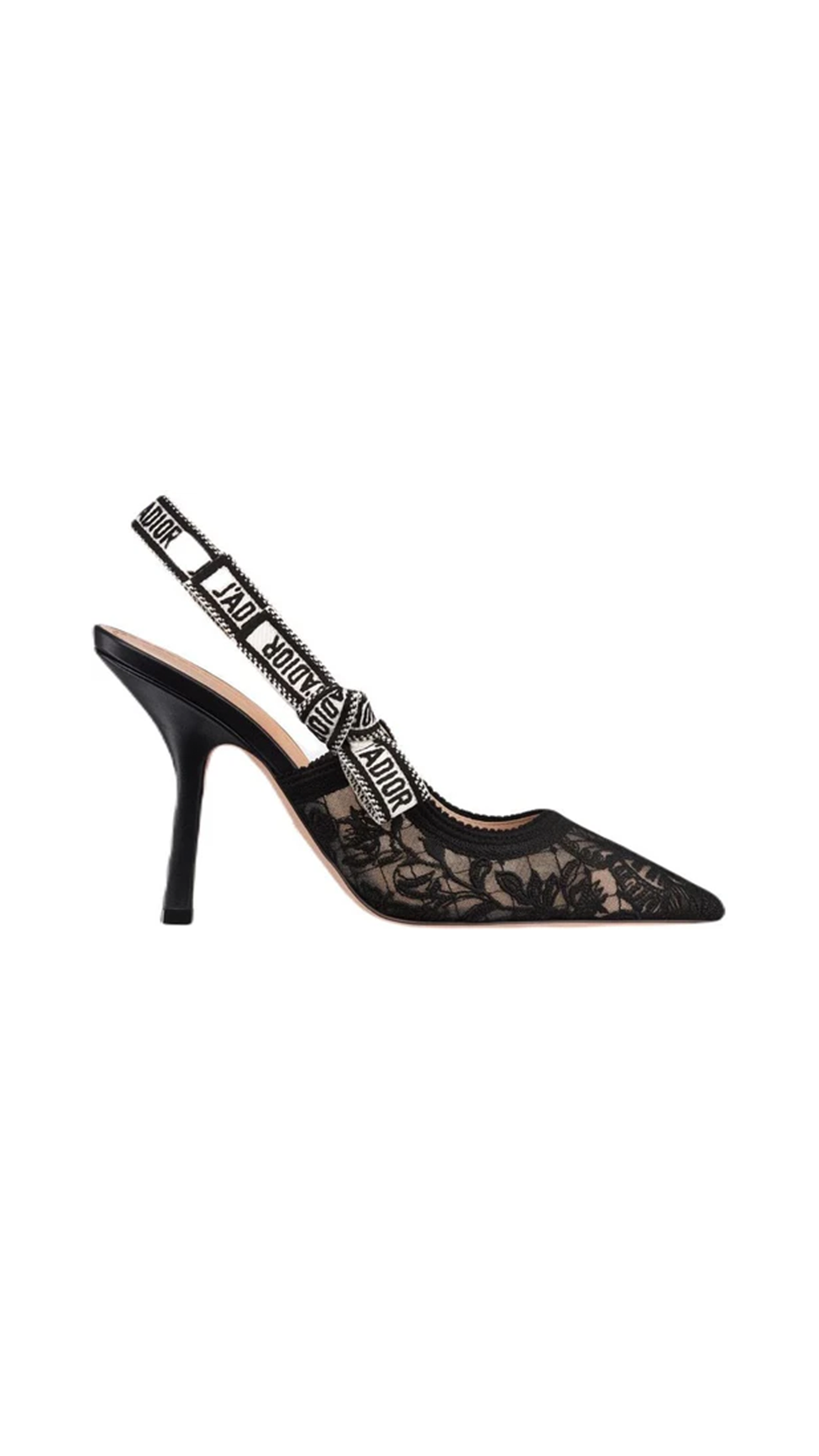 J'Adior Slingback Pump in Transparent Mesh Embroidered with Butterfly - Black