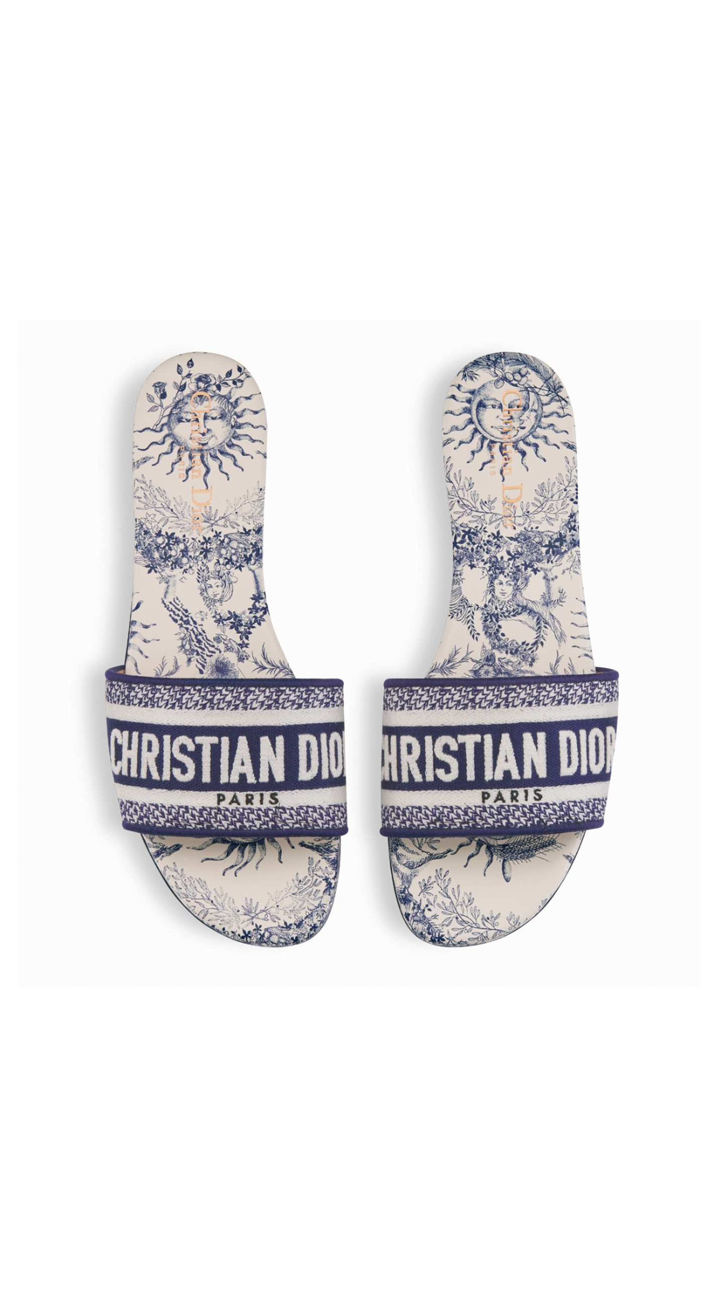 Dway Slide en Toile de Jouy Soleil - White/Blue