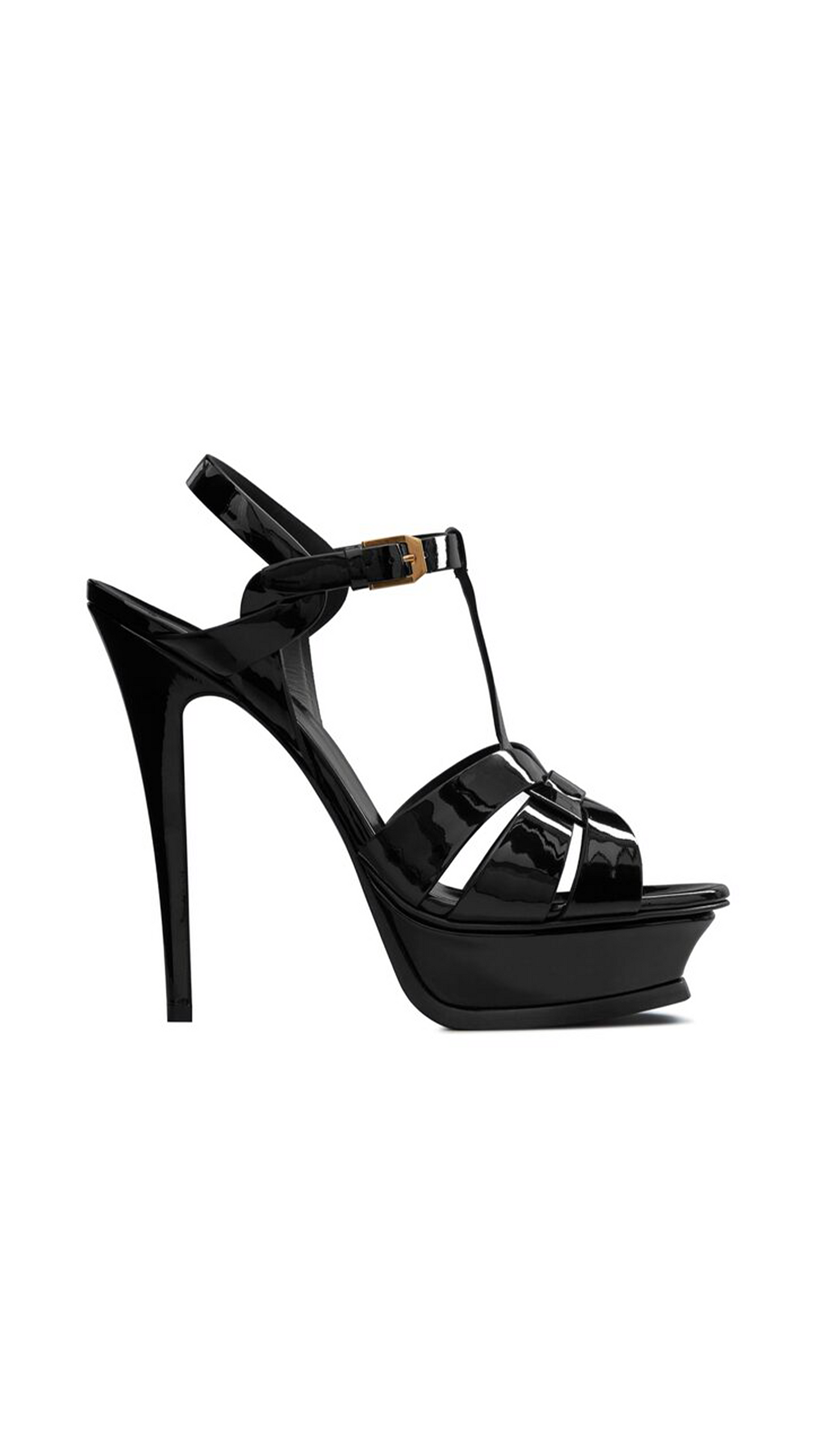 Tribute Platform Sandal in Patent Leather - Black
