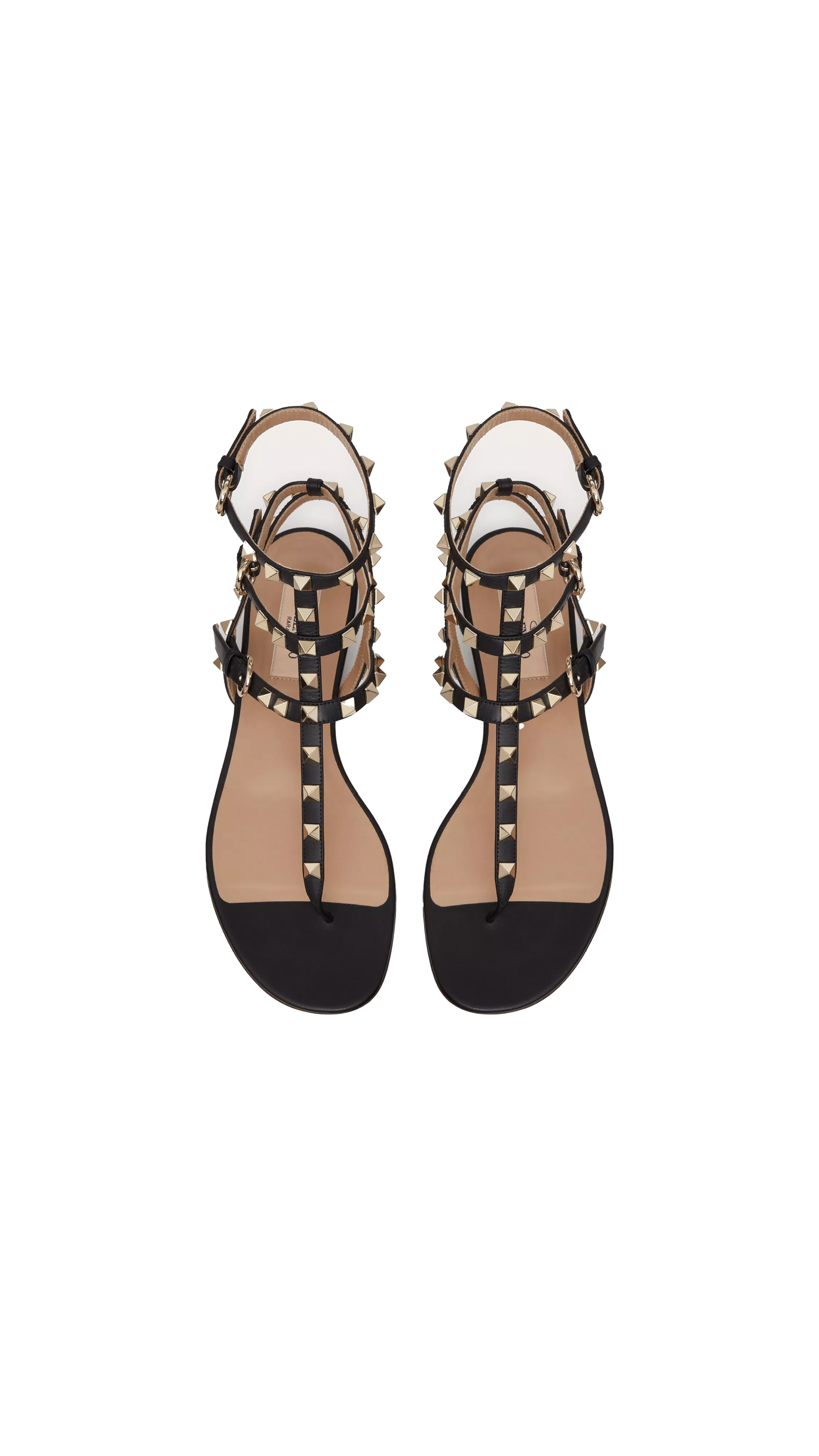 Rockstud Calfskin Flat Flip-flop Sandal - Black