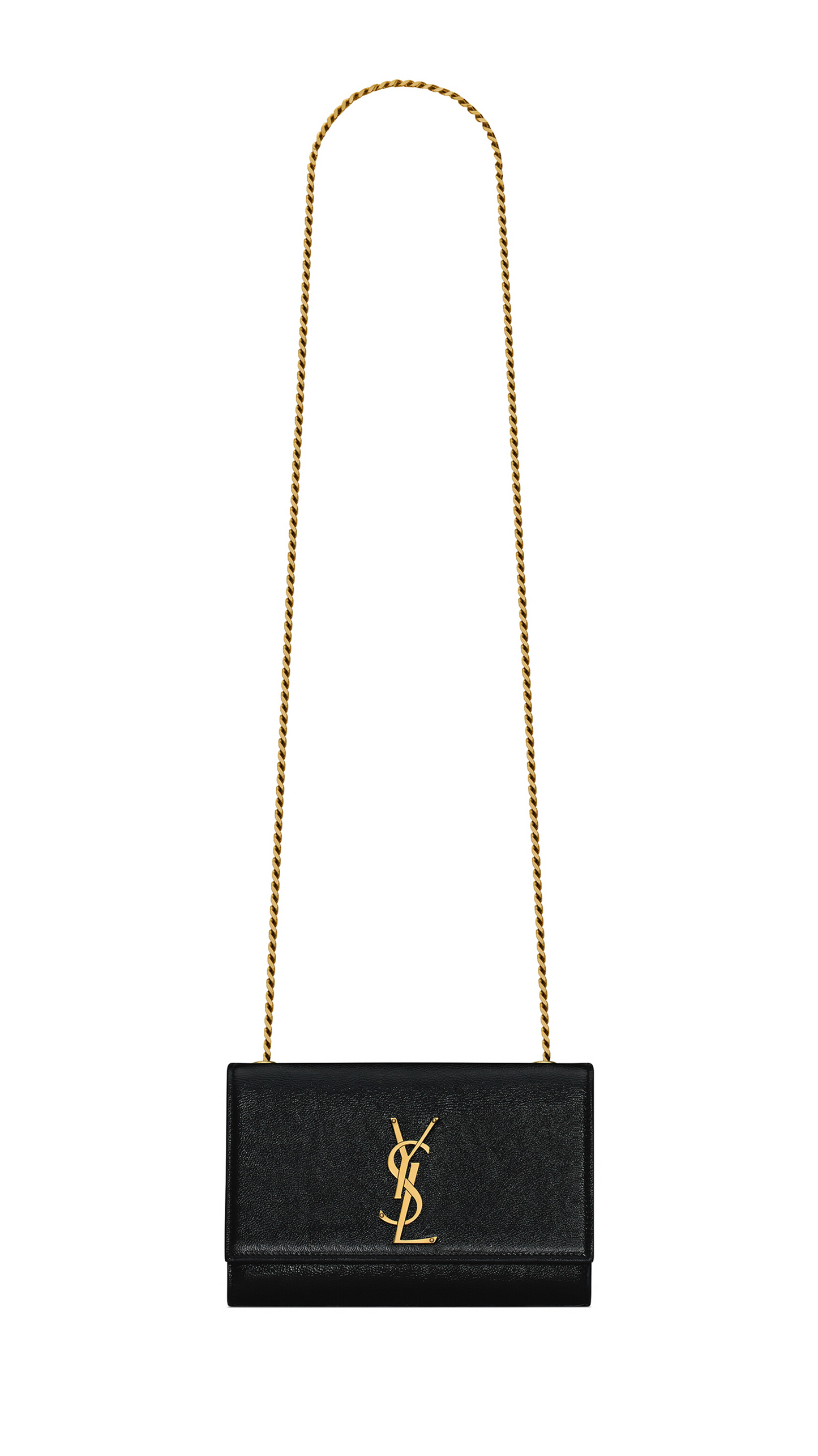 Small Kate Bag in Shiny Grained Leather - Black