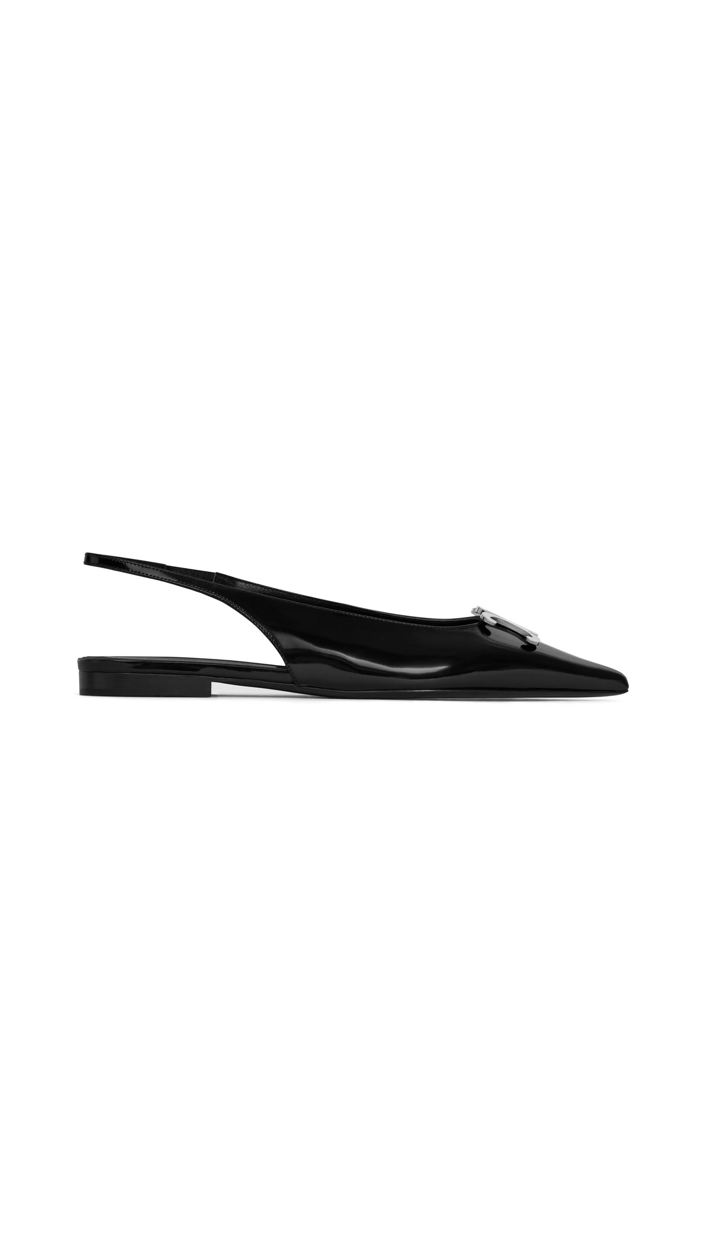 Alma Triomphe Flat Singback in Glossy Calfskin - Black