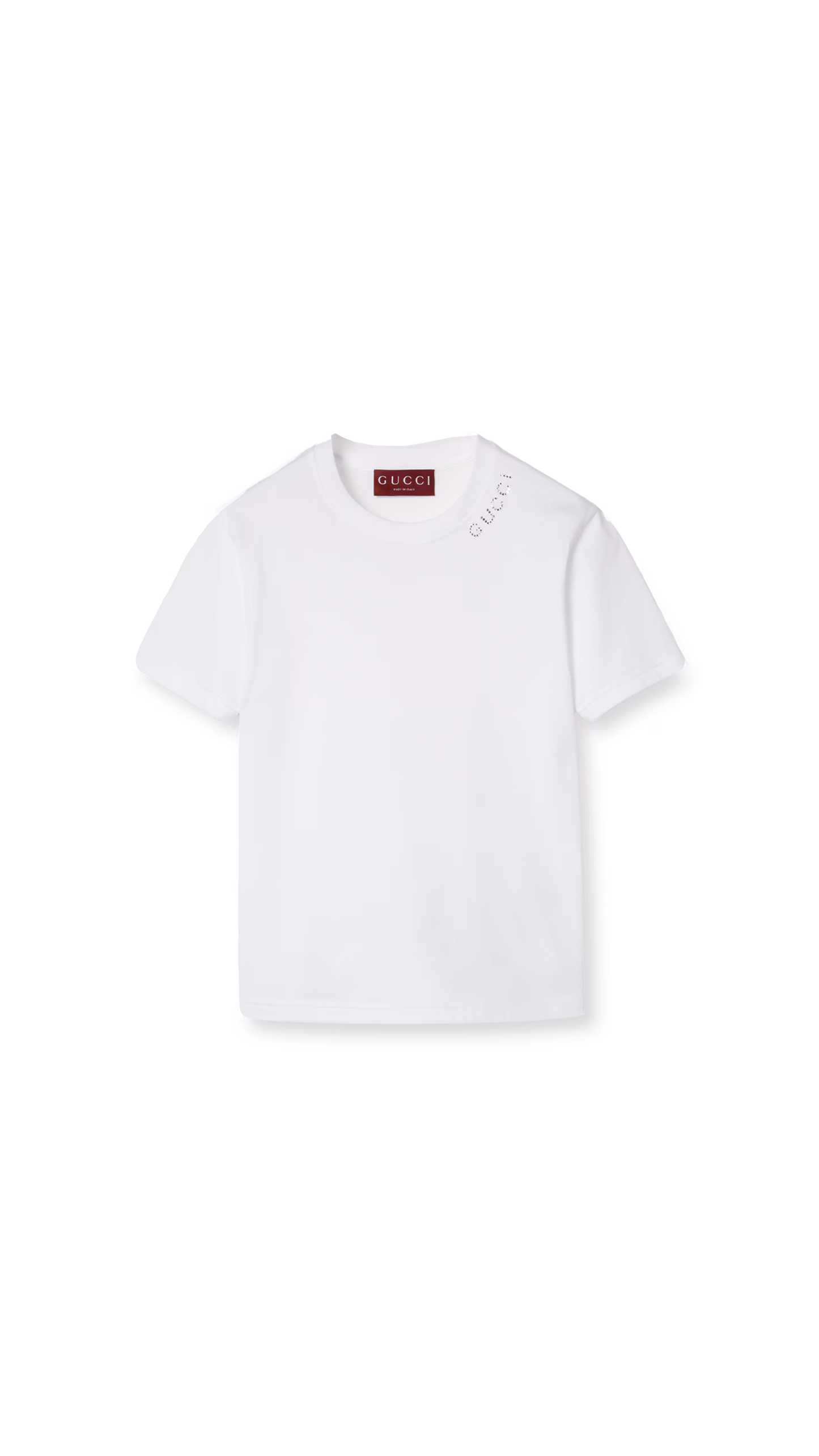 Rhinestone Cotton T-shirt - White