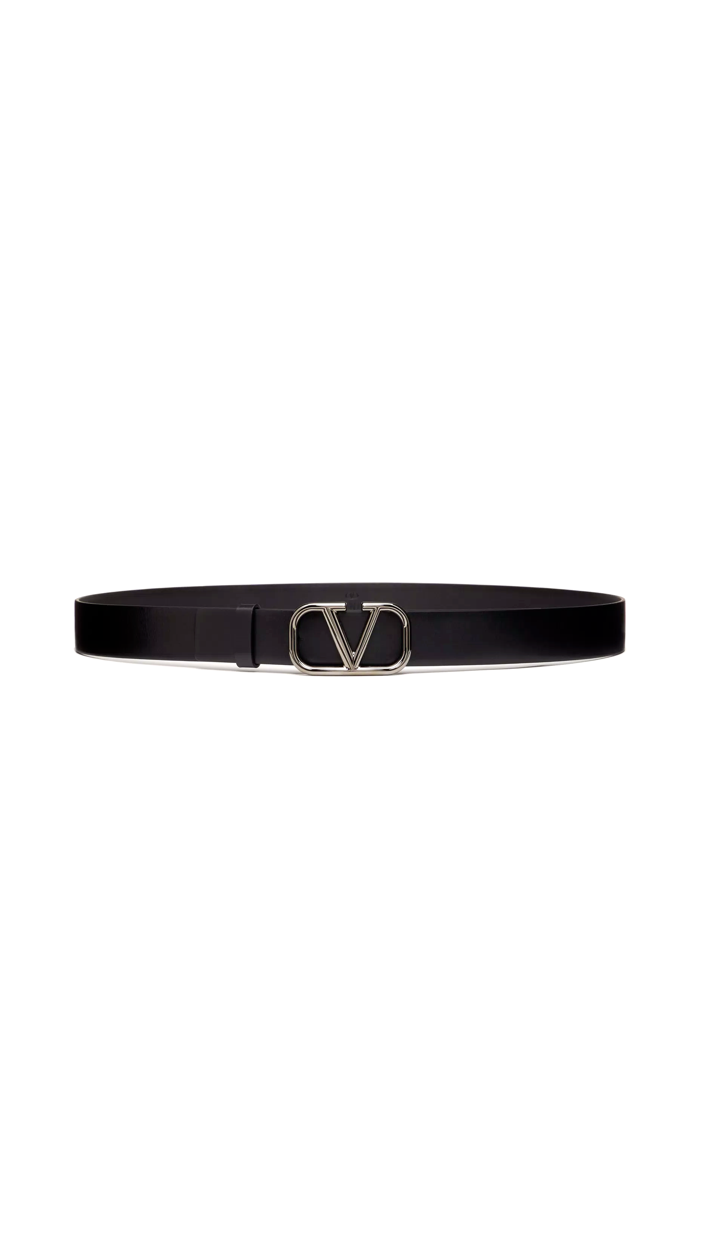 Vlogo Signature Calfskin Belt 30 Mm - Black/Silver