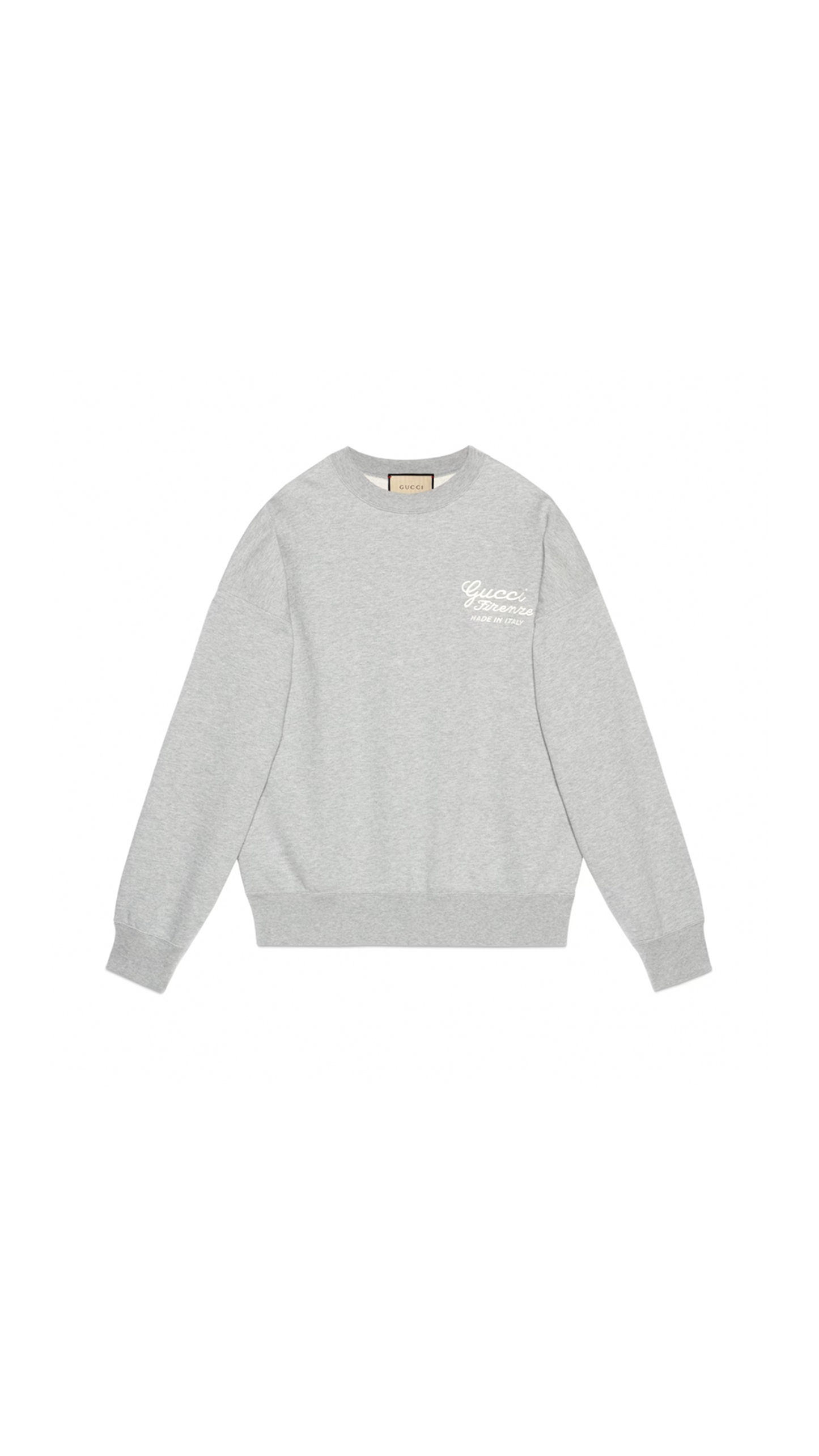 Cotton Jersey Sweatshirt With Embroidery - Grey
