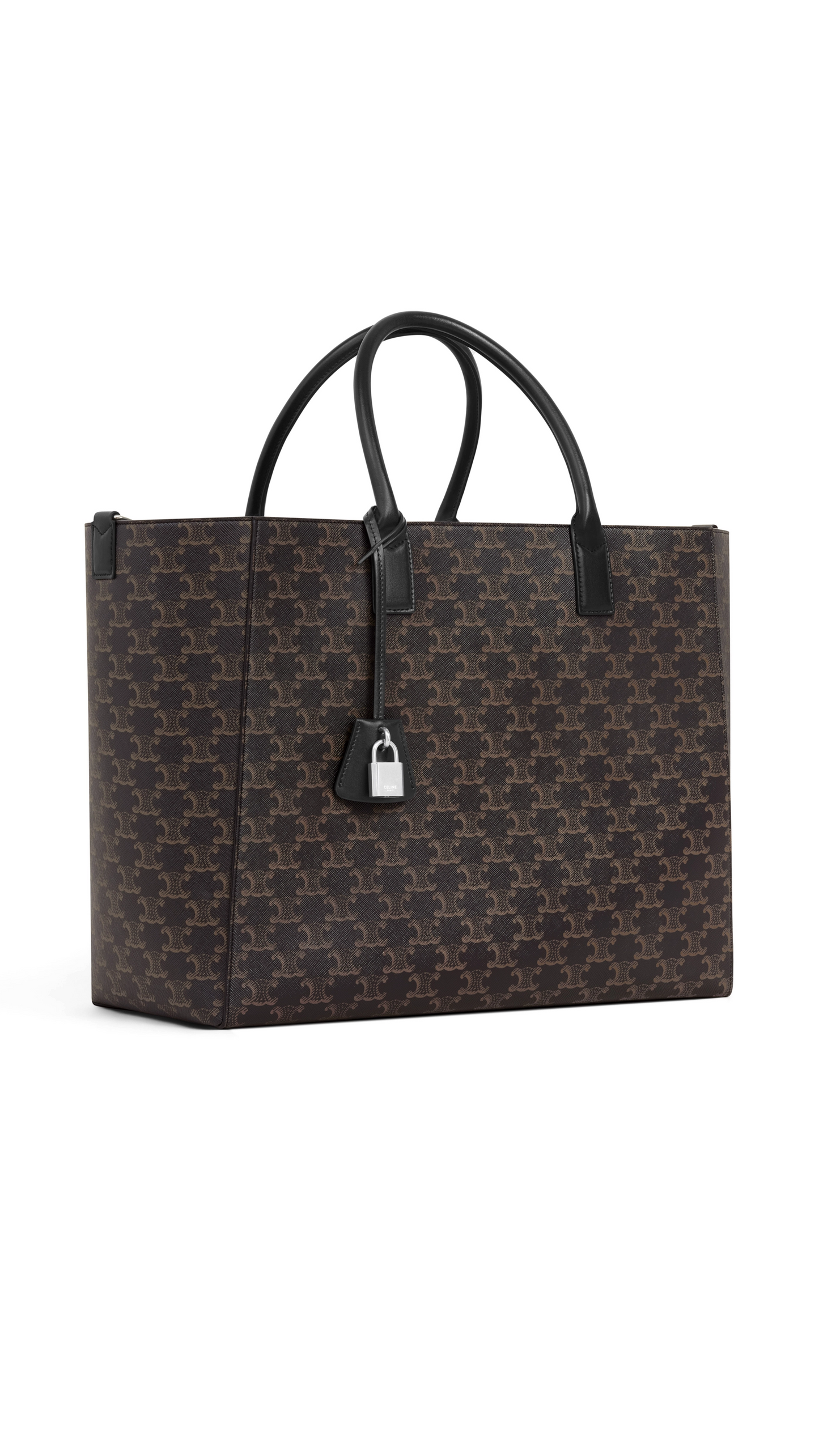 Large Cabas in Triomphe Canvas and Calfskin - Black