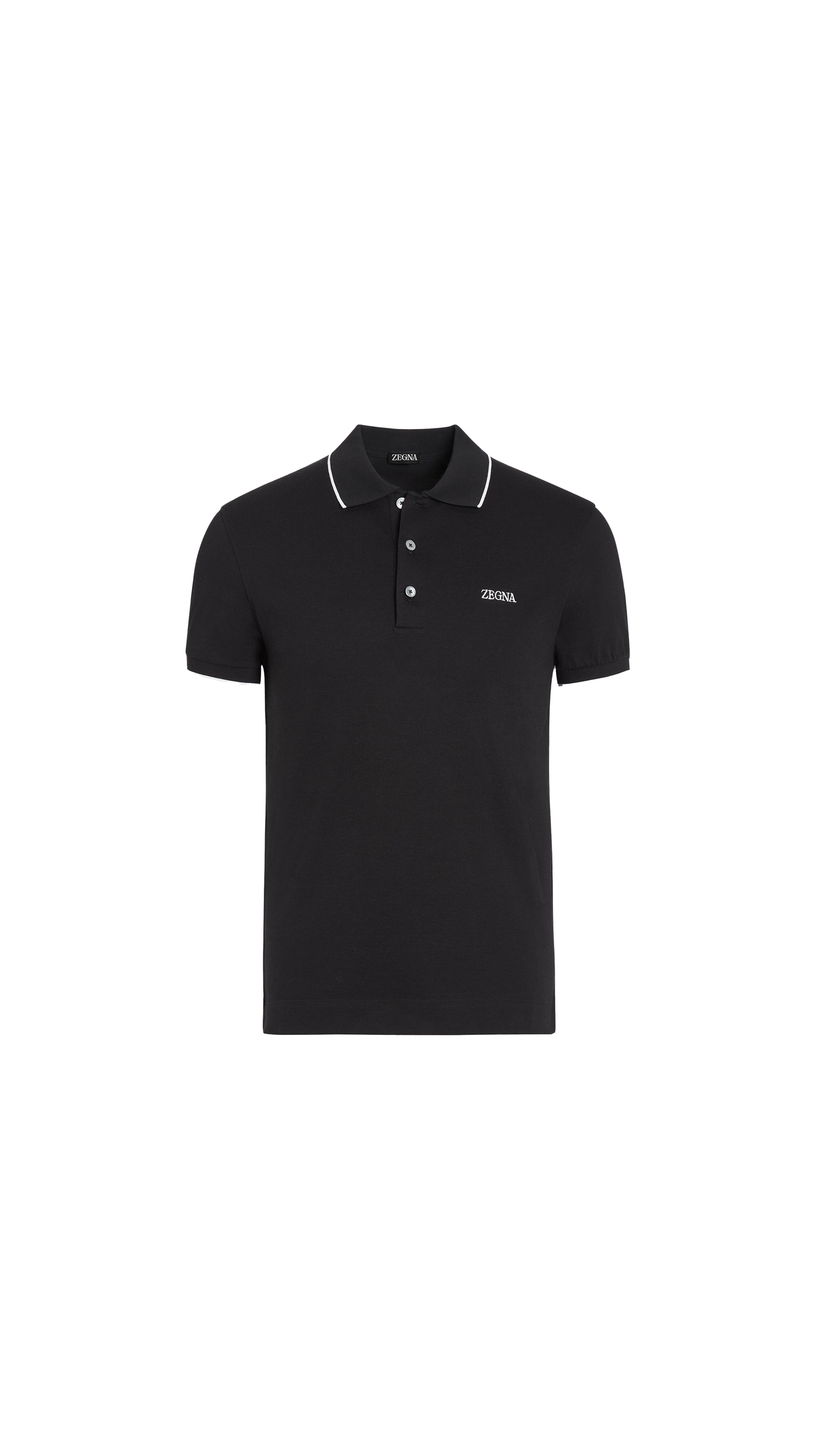 Stretch Cotton Polo Shirt - Black