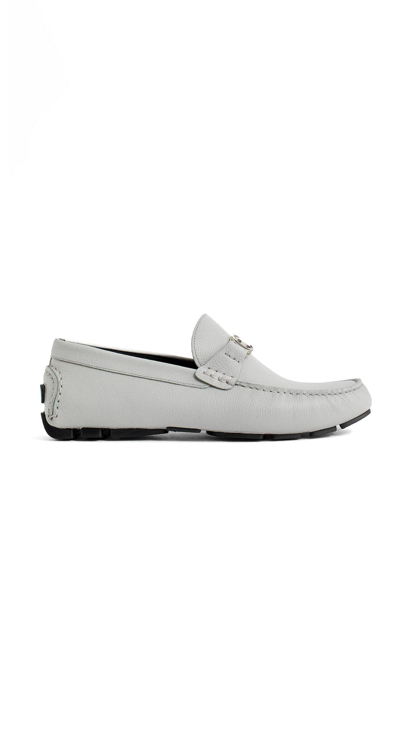 Odeon Loafer in Grained Leather - Grey/Beige