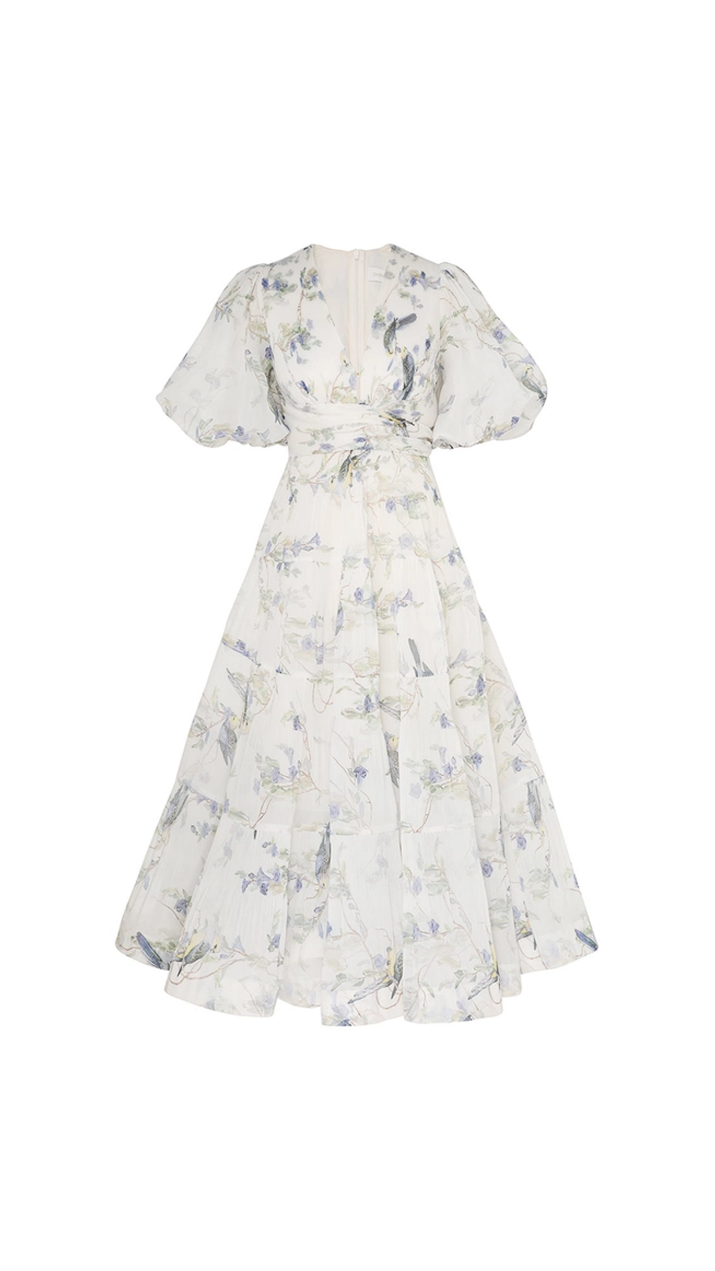 Pleated Midi Dress - Blue Birds