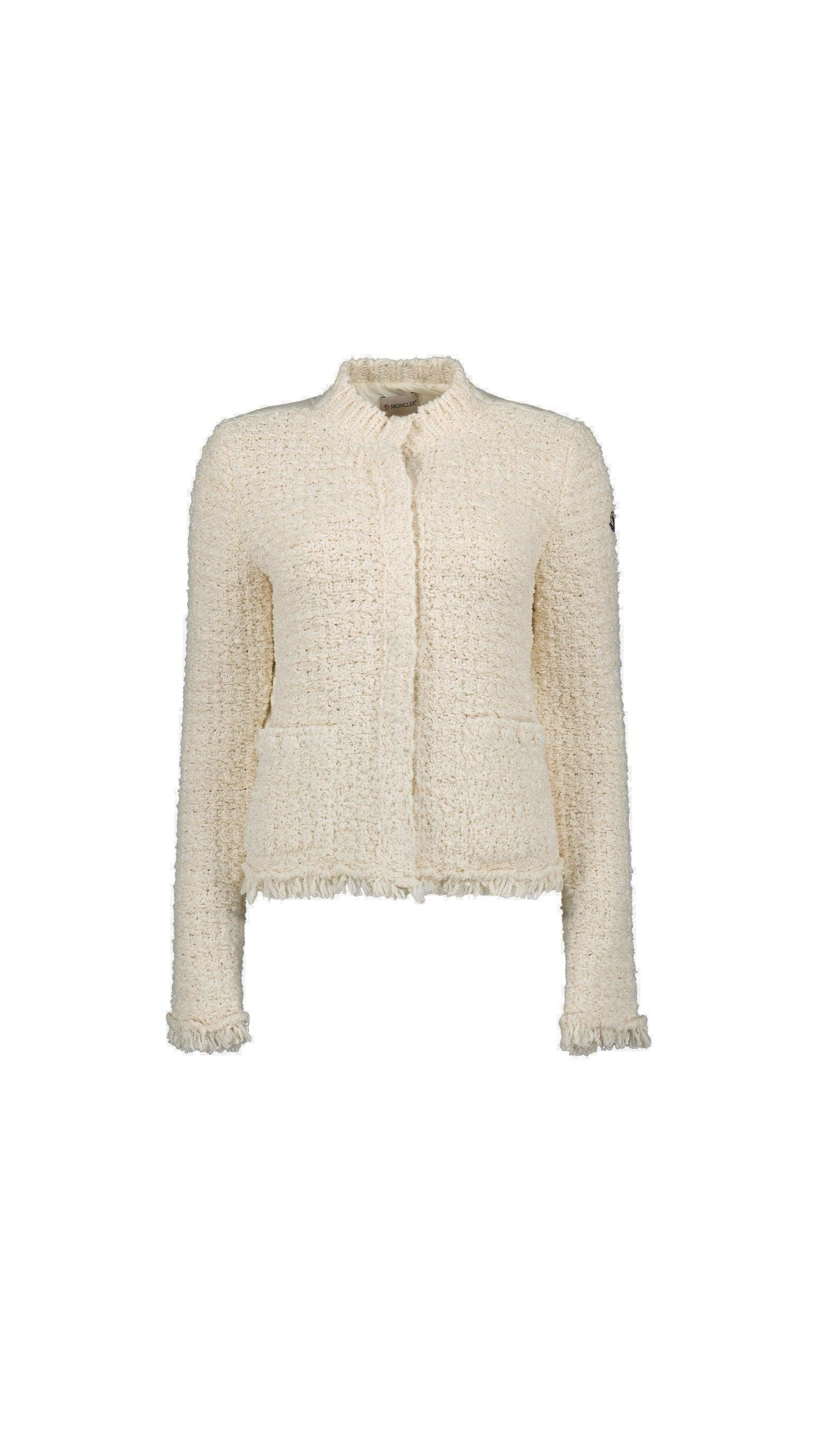 Panelled Tweed Jacket - Beige