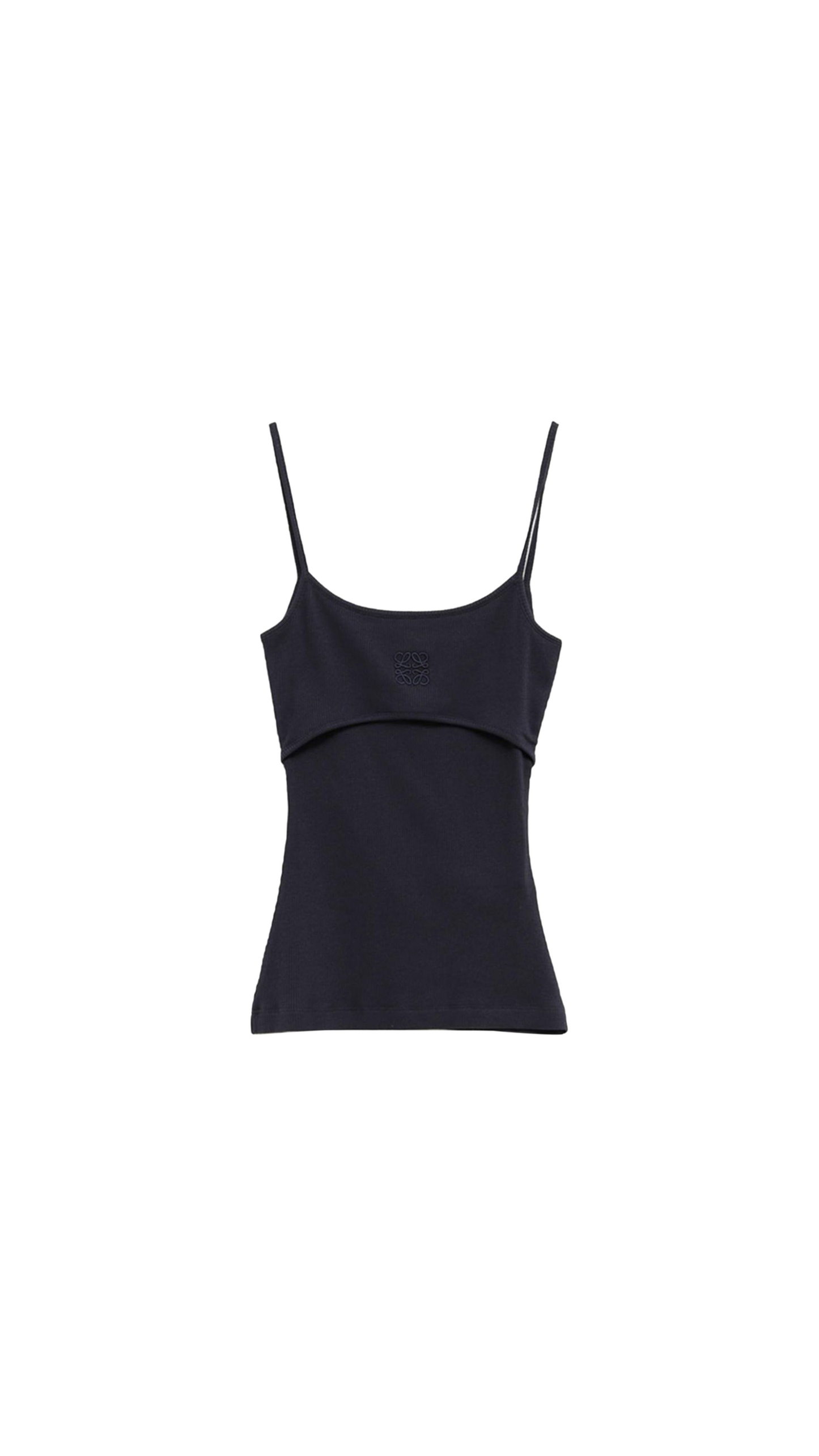 Anagram Strappy Top in Cotton - Ocean Blue