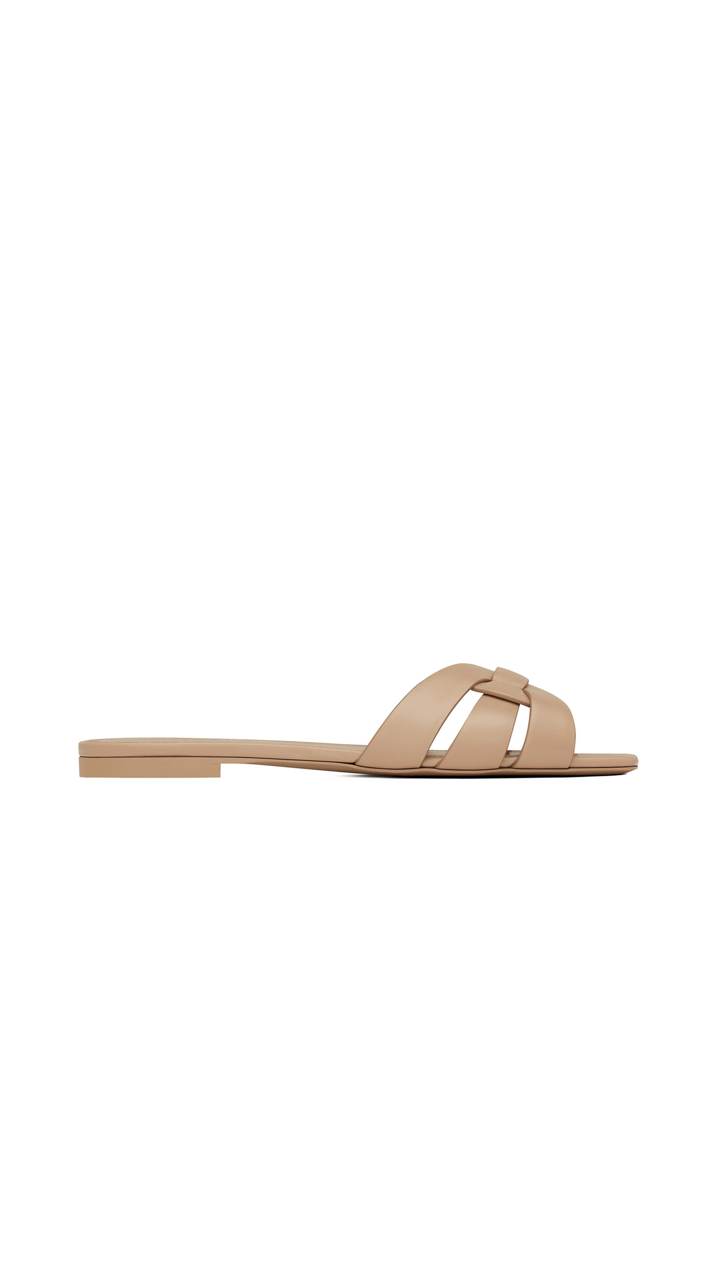Tribute Flat Mules in Smooth Leather - Dark Beige