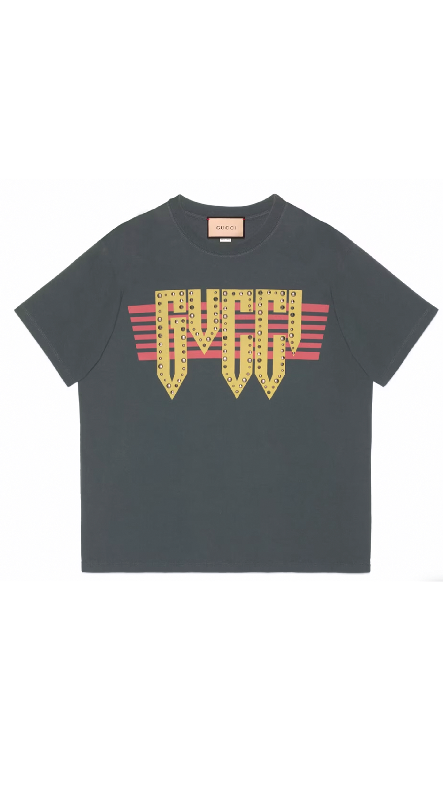Men's Cotton Jersey T-Shirt with Gucci Print - Black