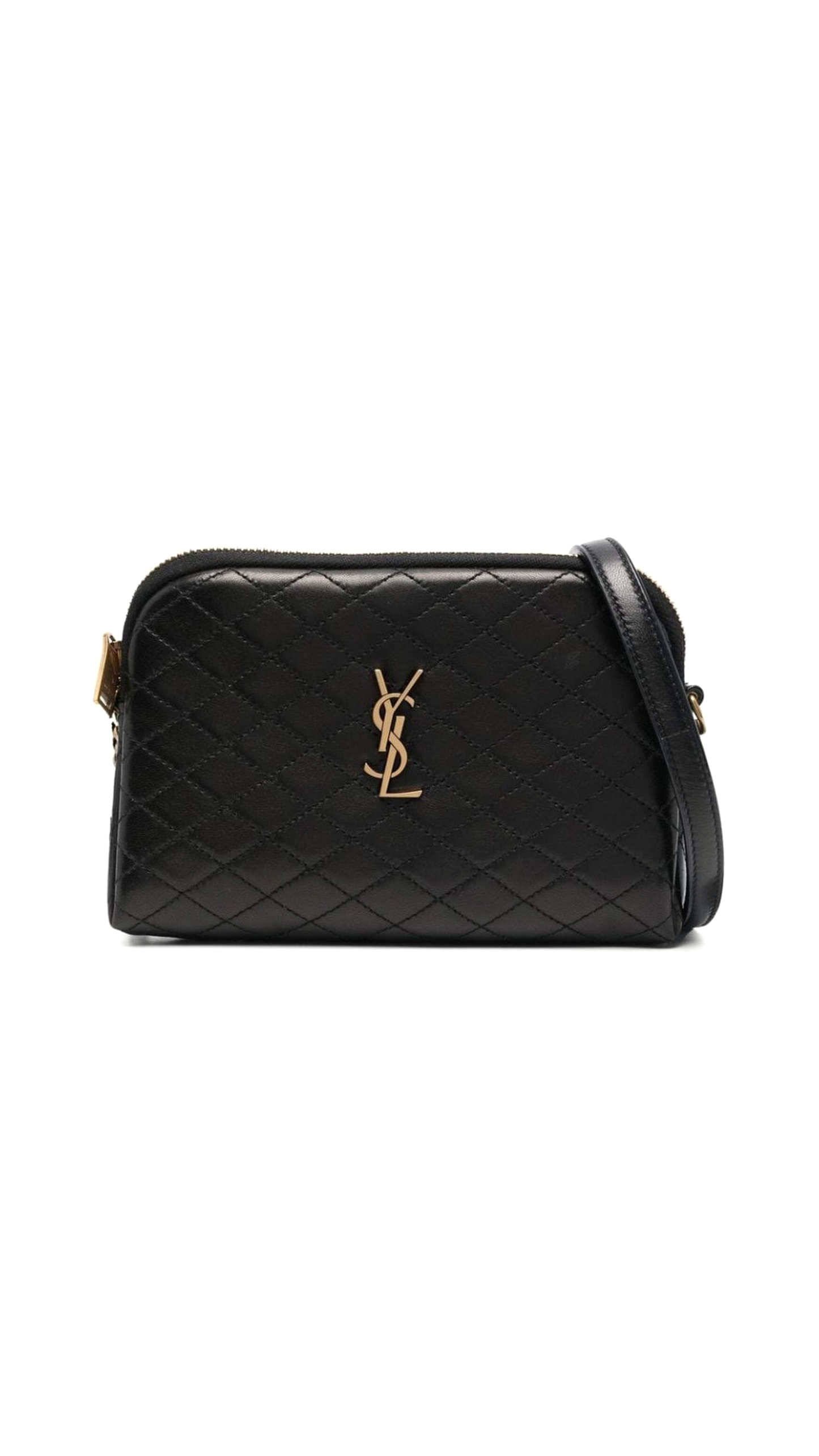 Gabby Zip Pouch in Quilted Lambskin - Black