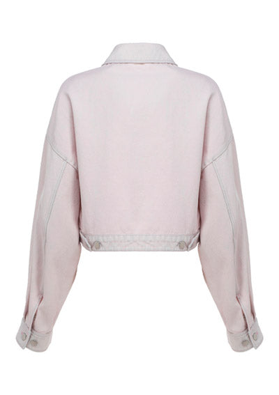 Cropped Organic Denim Jacket - Pale Pink