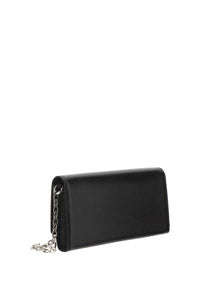 4g Wallet in Box Leather With Chain - Black.