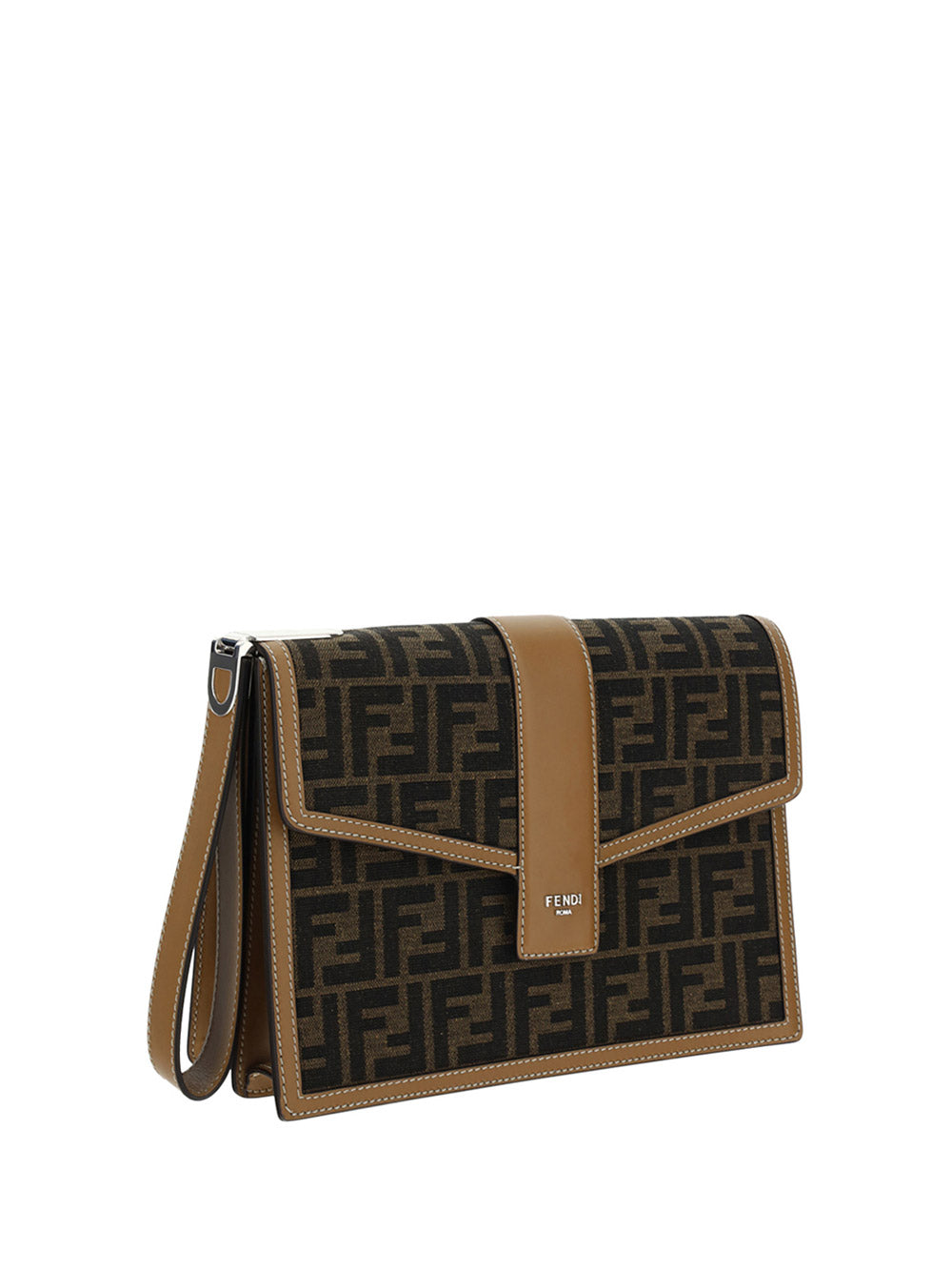 FF Fabric Clutch - Brown