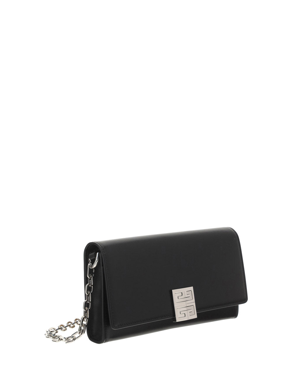 4g Wallet in Box Leather With Chain - Black.