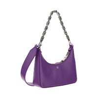 Mini Moon Cut Out bag in Leather and Chain - Ultraviolet