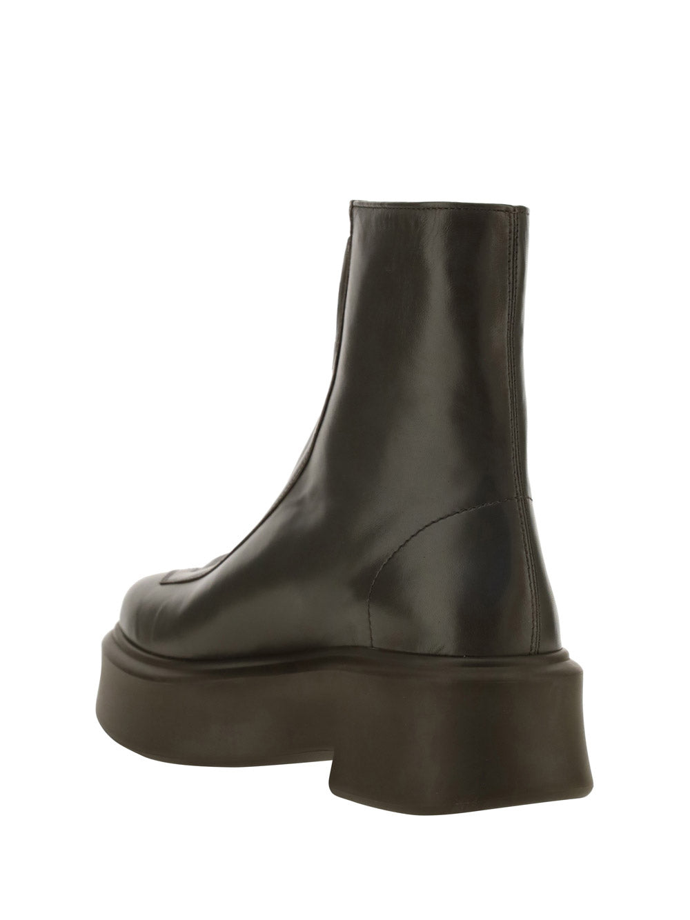 Zipped Boot in Leather - Khaki Green