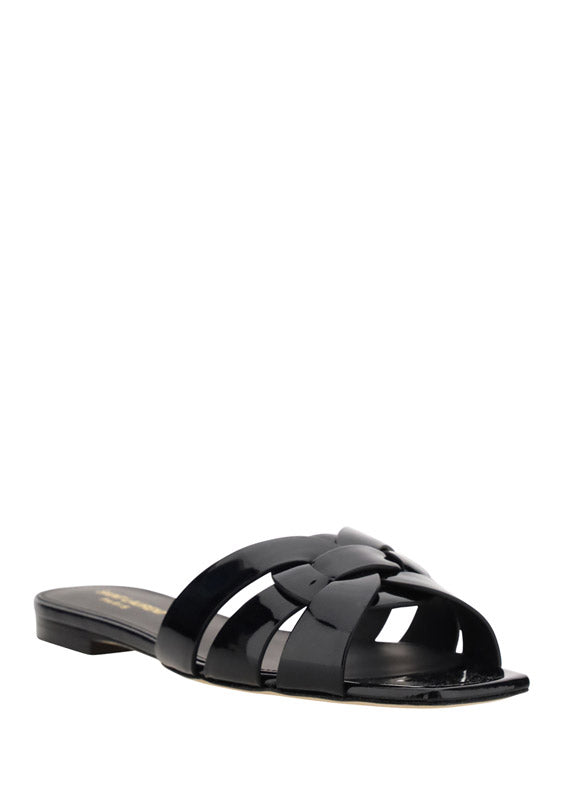 Tribute Flat Mules In Patent Leather - Black