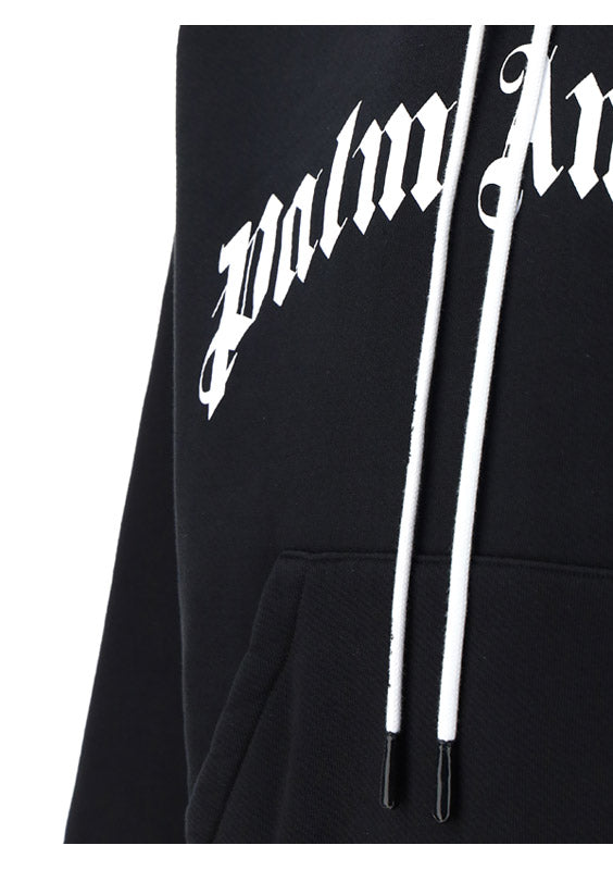 Curved Logo Hoodie - Black White