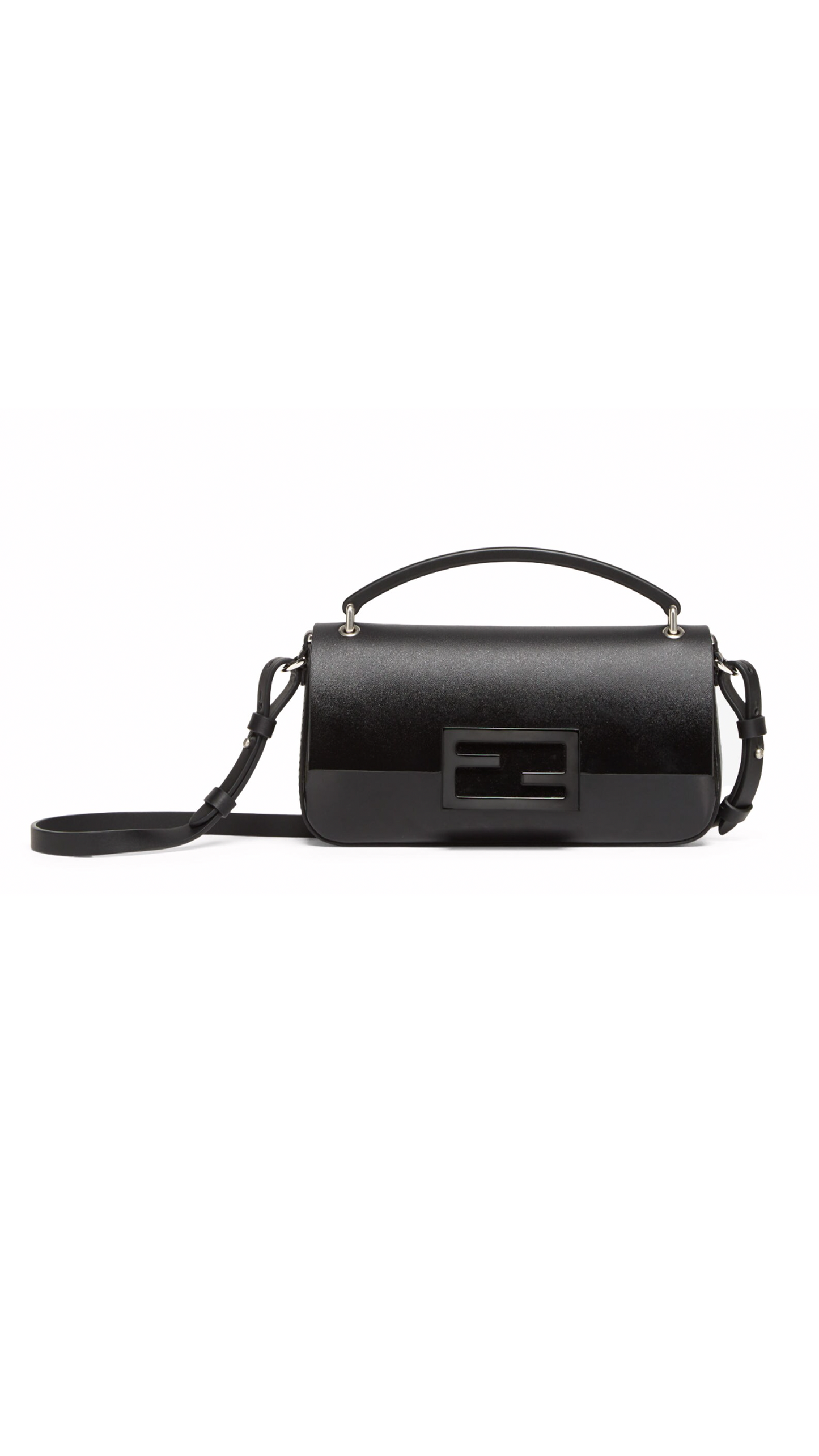 Patent Leather Baguette Phone Pouch - Black
