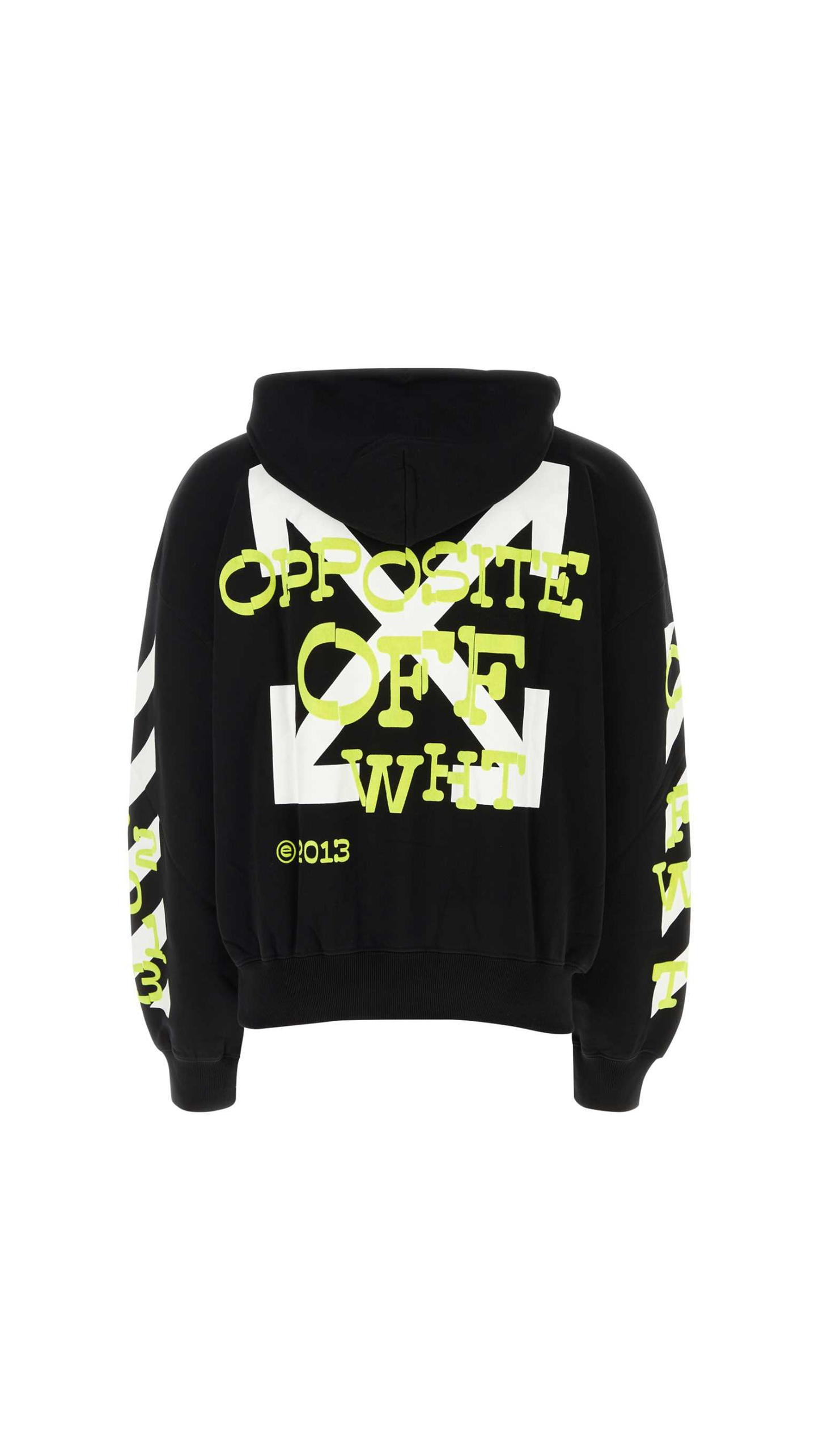 'Exactly The Opposite' Arrow Hoodie - Black/White/Neon Yellow