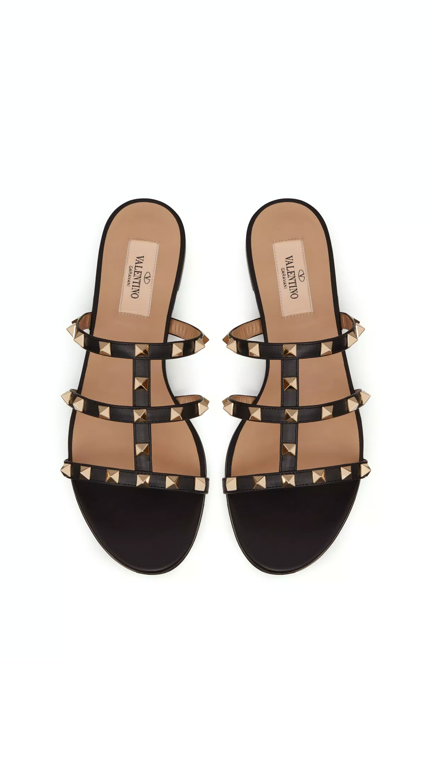 Rockstud Flat Slide Sandal - Black