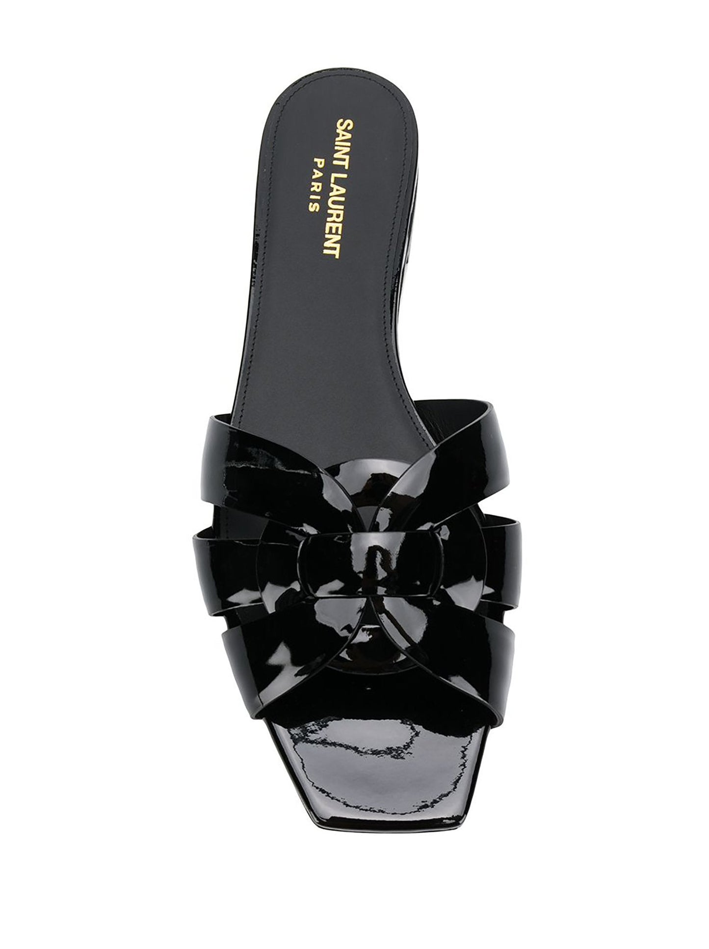 Tribute Patent Leather Flat Sandals - Black.