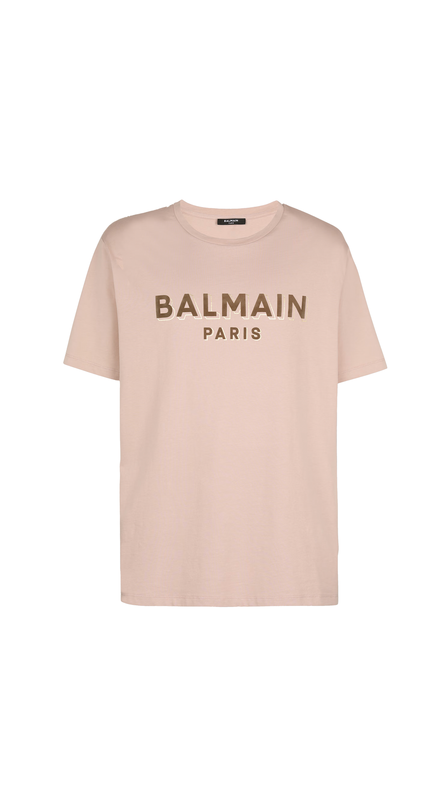 Oversized Flocked Balmain T-shirt - Pink/Brown