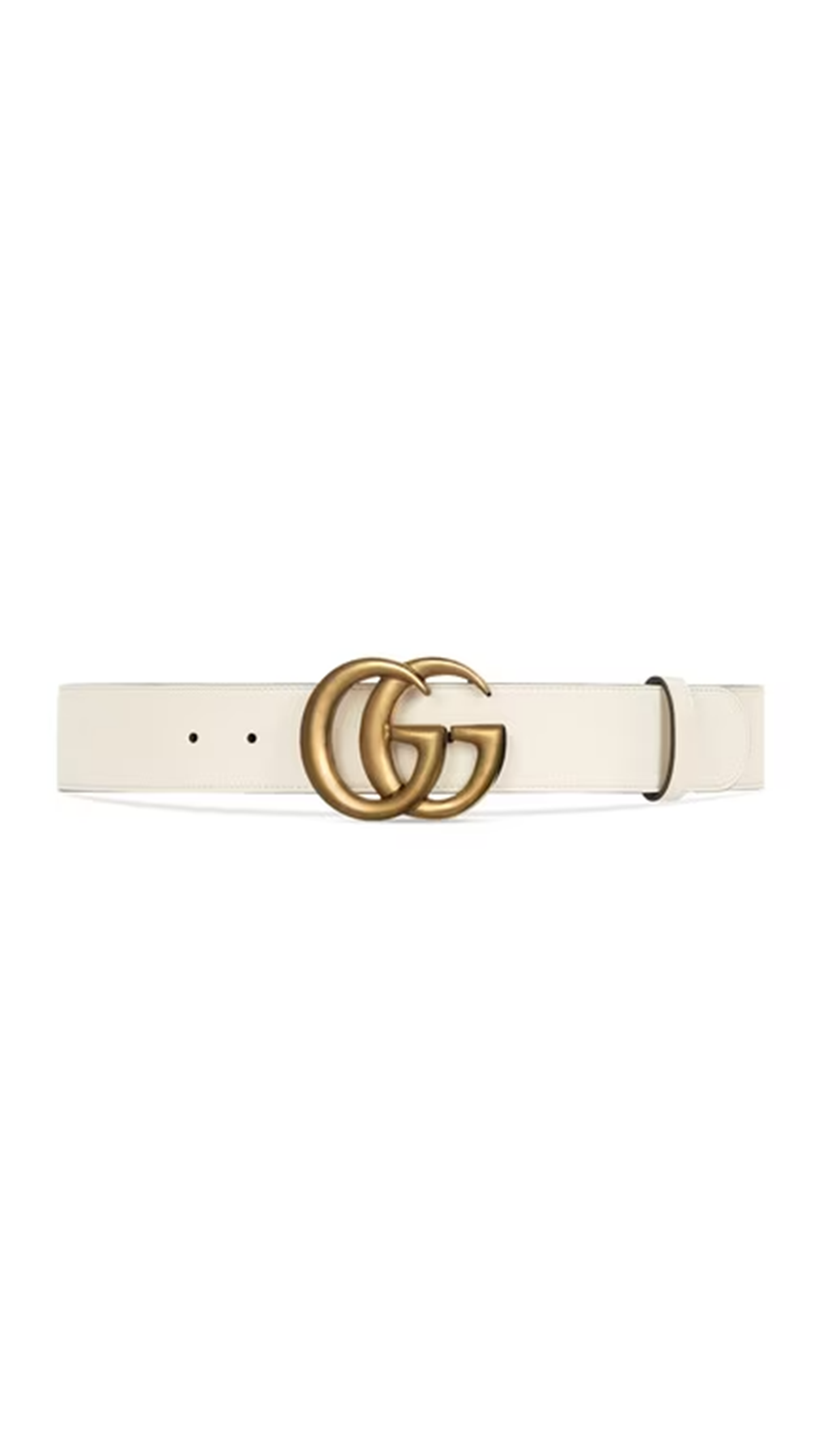 Double GG Buckle Leather Belt - White