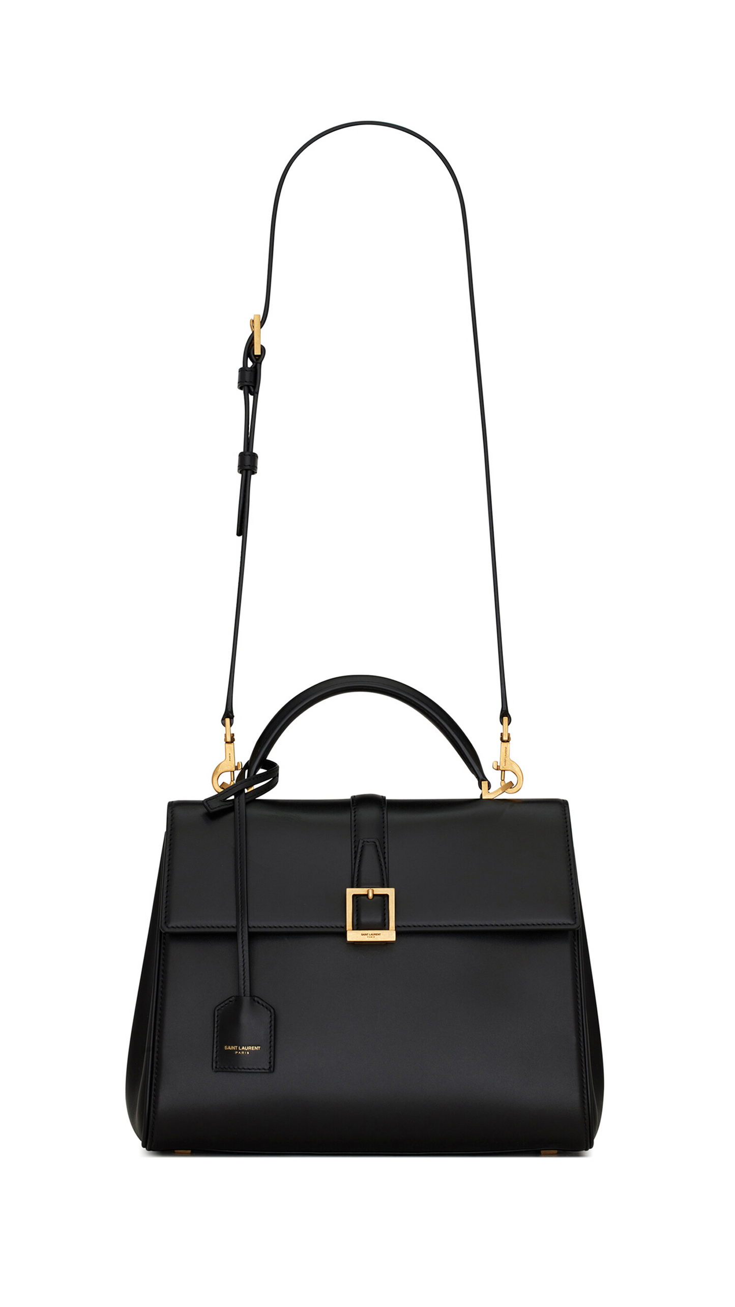 Le Fermoir Small Top Handle Bag in Shiny Leather - Noir