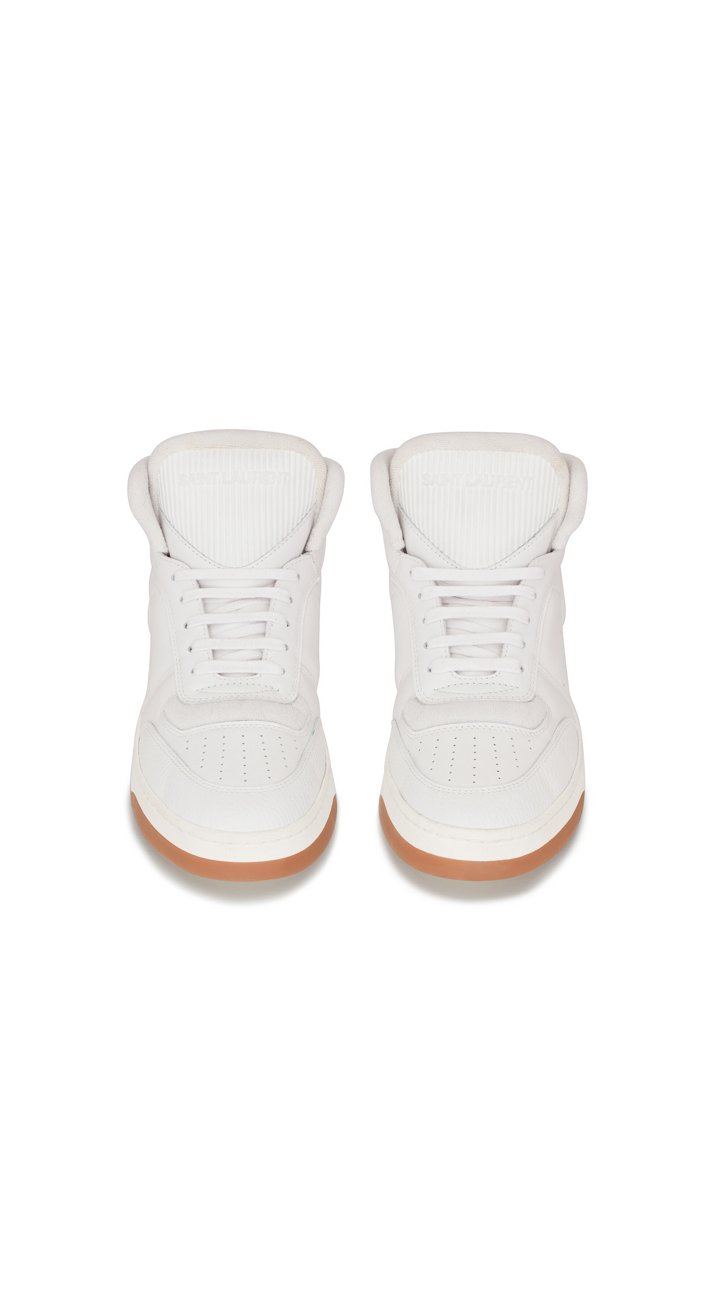 SL/80 Mid-top Sneakers in Smooth and Grained Leather - Vintage White