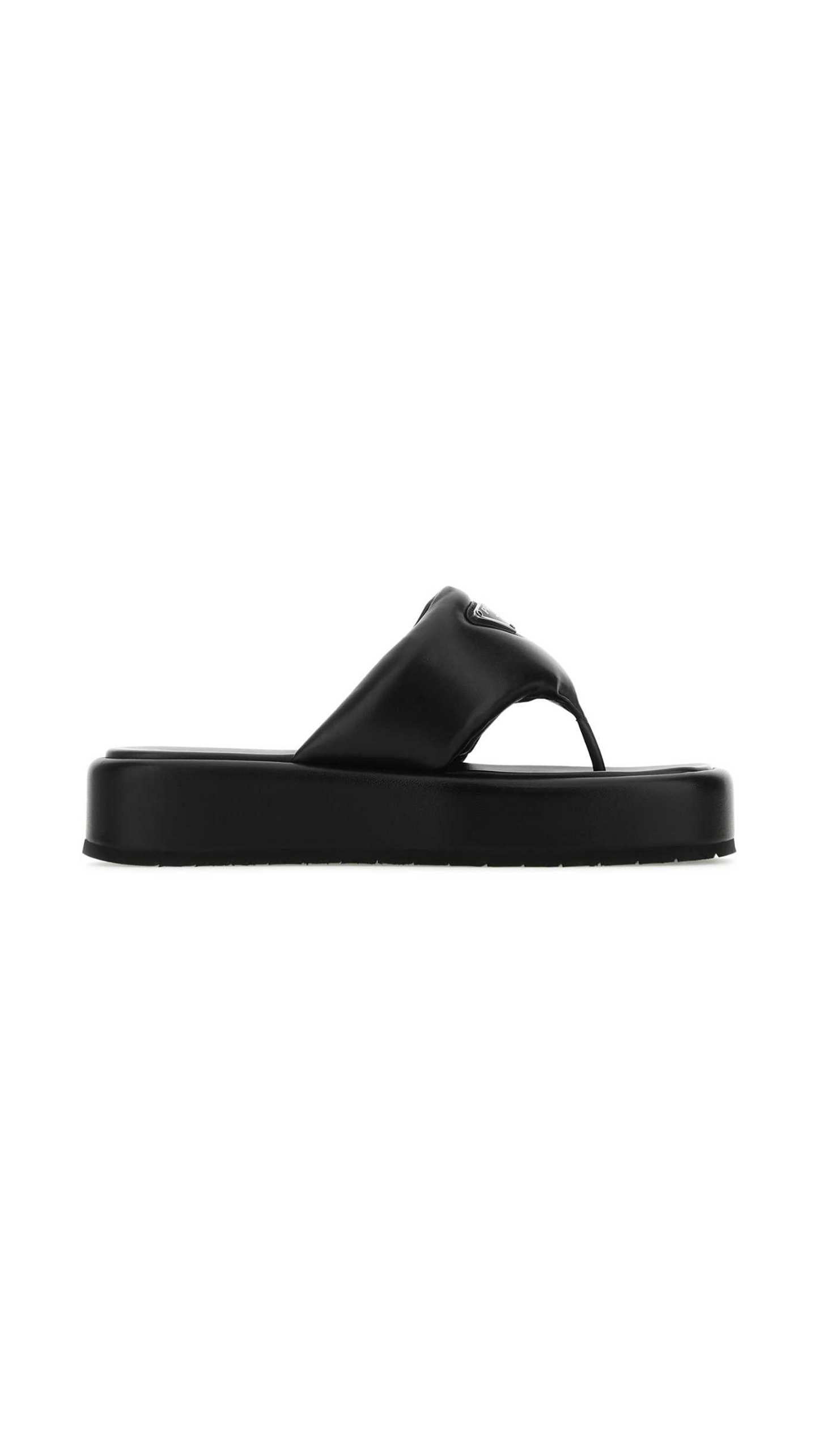 Nappa Leather Wedge Thong - Black