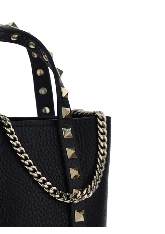 Rockstud Calfskin Leather Tote - Black.
