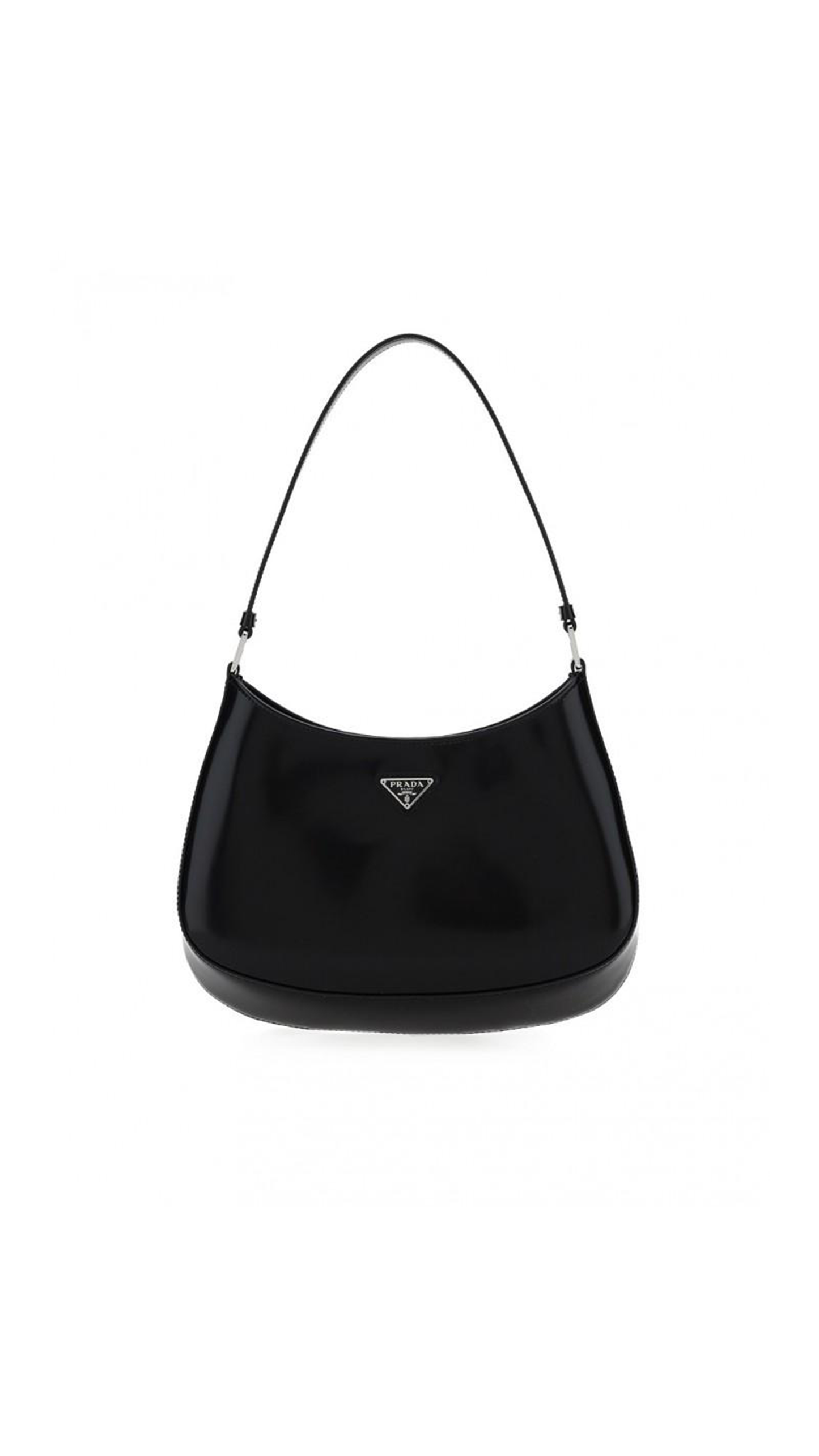 Prada Cleo Brushed Leather Shoulder Bag - Black